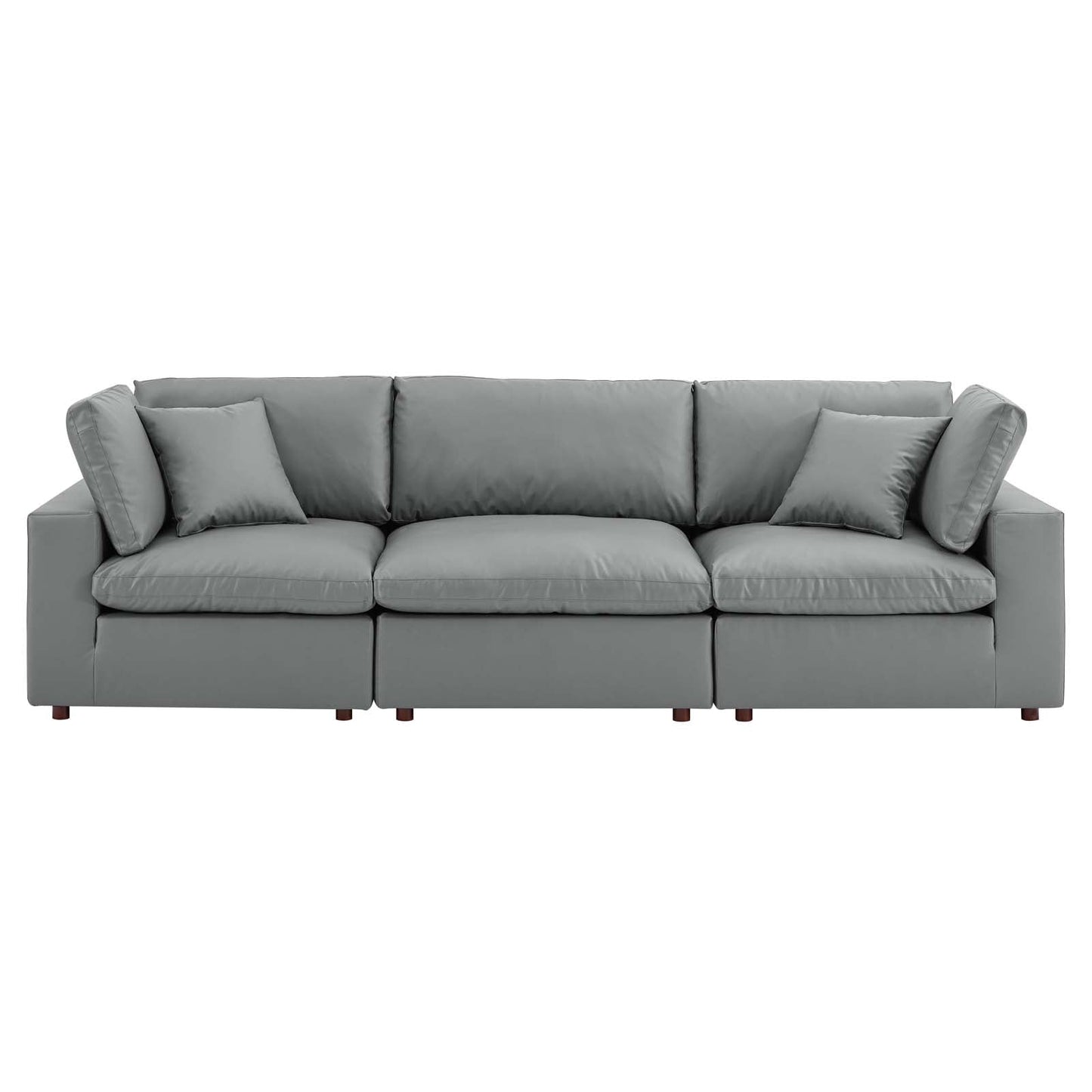 Modway Commix Down Filled Overstuffed Vegan Leather 3-Seater Sofa | Sofas | 
