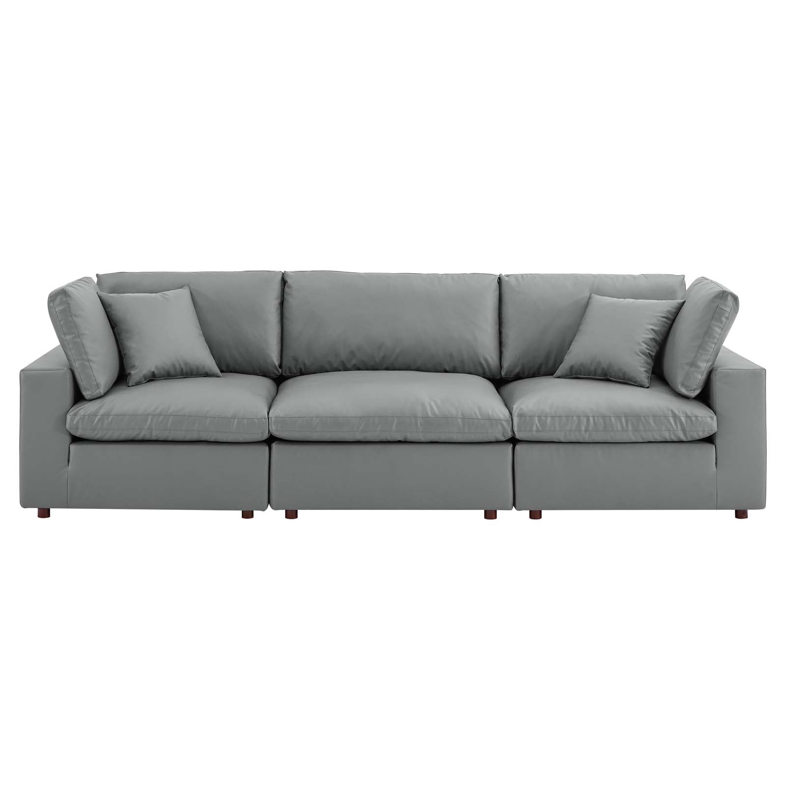 Modway Commix Down Filled Overstuffed Vegan Leather 3-Seater Sofa | Sofas | 