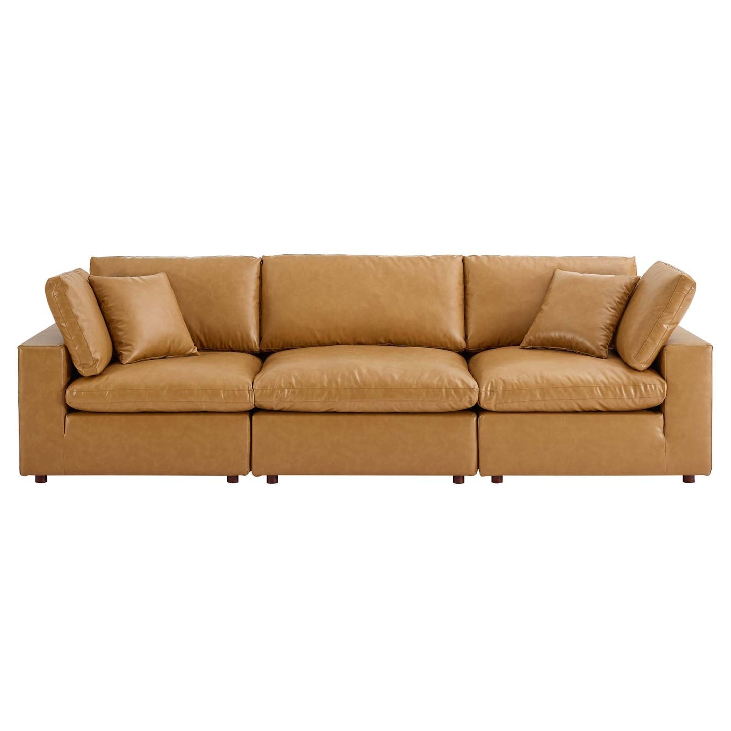 Modway Commix Down Filled Overstuffed Vegan Leather 3-Seater Sofa | Sofas | 