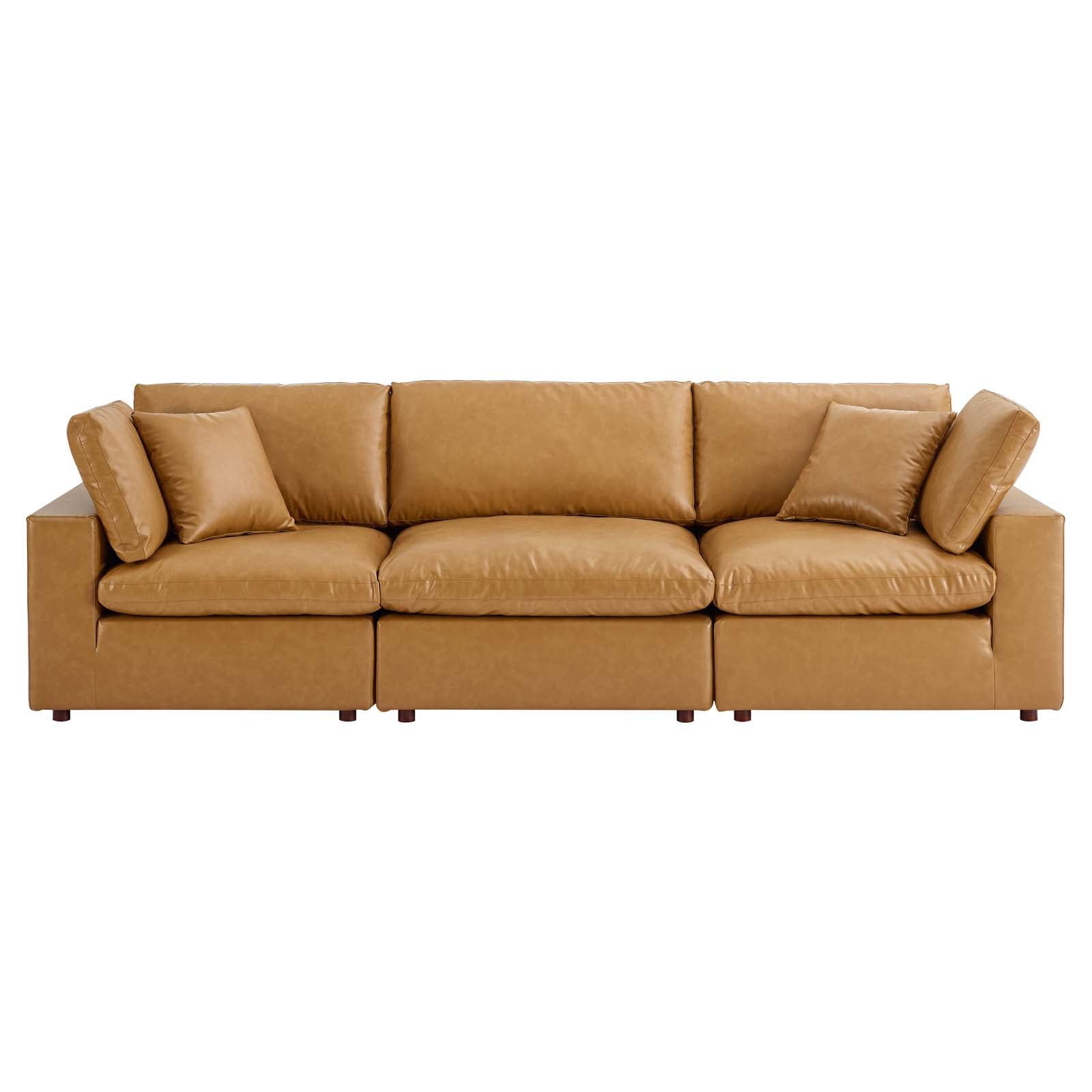 Modway Commix Down Filled Overstuffed Vegan Leather 3-Seater Sofa | Sofas | 