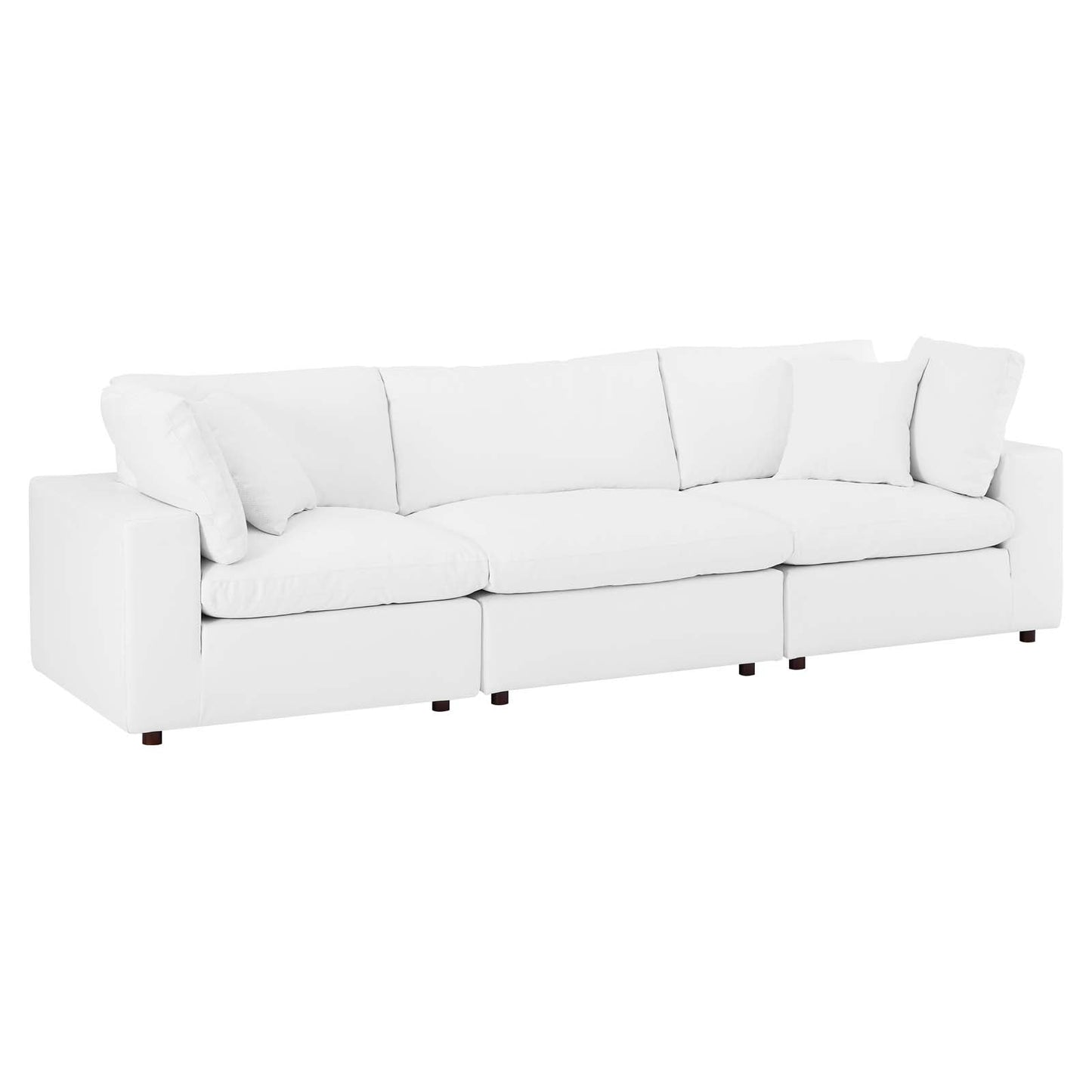 Modway Commix Down Filled Overstuffed Vegan Leather 3-Seater Sofa | Sofas | 