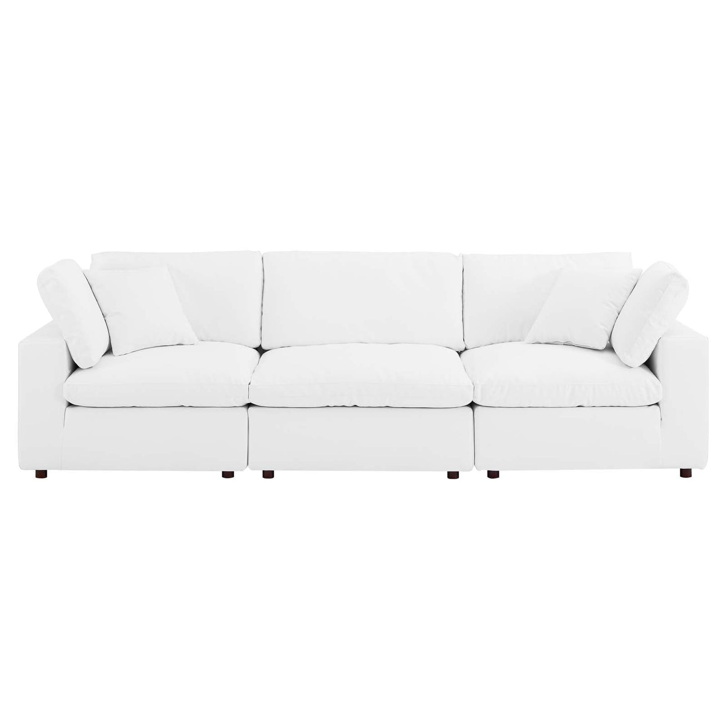Modway Commix Down Filled Overstuffed Vegan Leather 3-Seater Sofa | Sofas | 