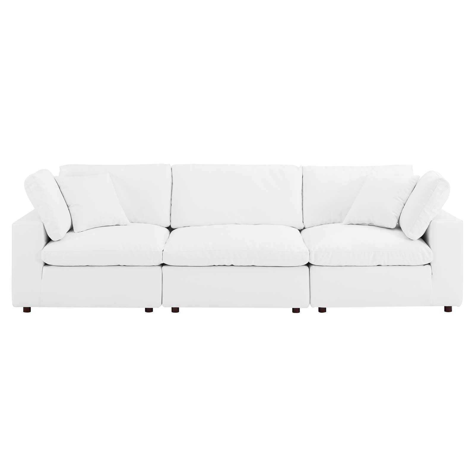 Modway Commix Down Filled Overstuffed Vegan Leather 3-Seater Sofa | Sofas | 