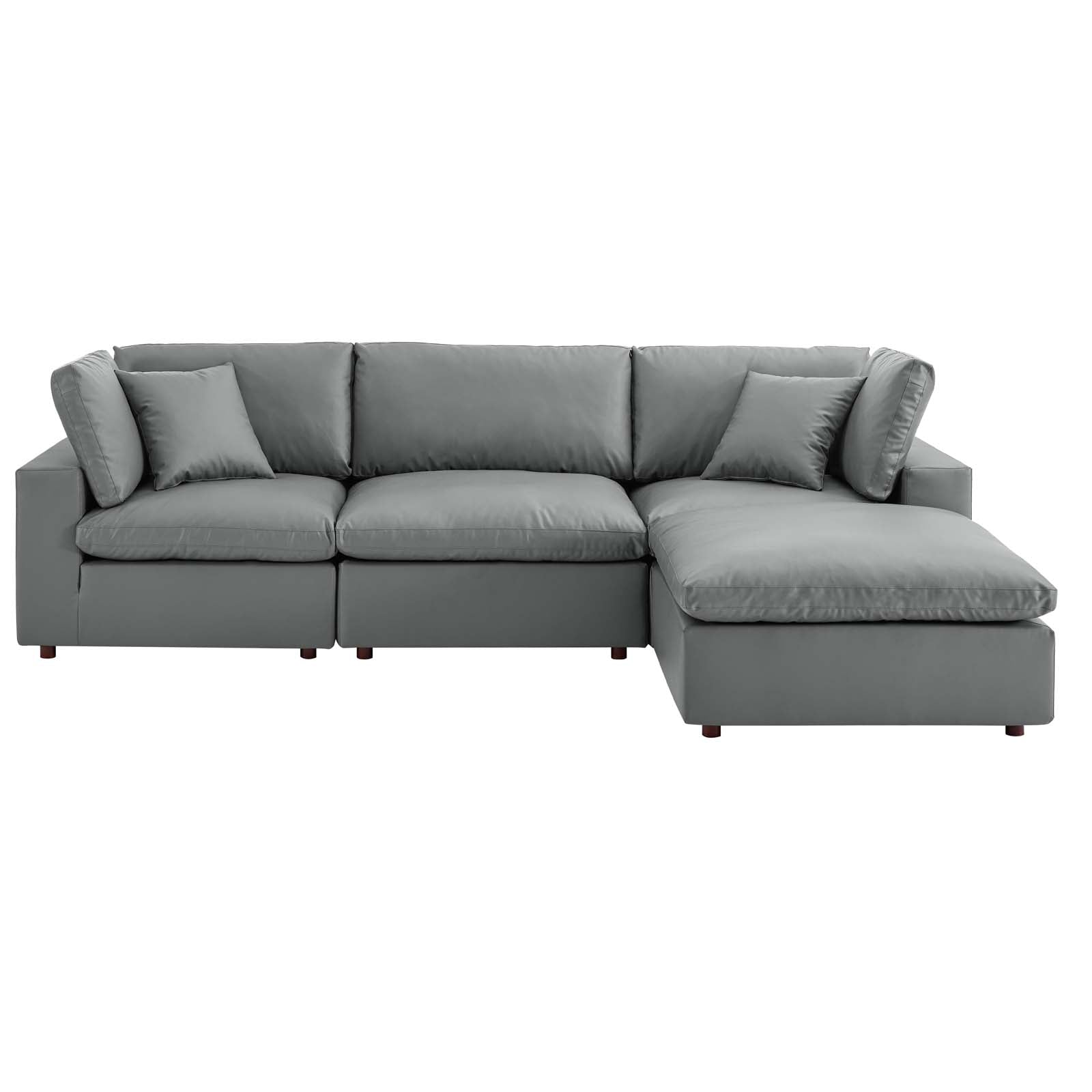 Modway Commix Down Filled Overstuffed Vegan Leather 4-Piece Sectional Sofa | Sofas | 