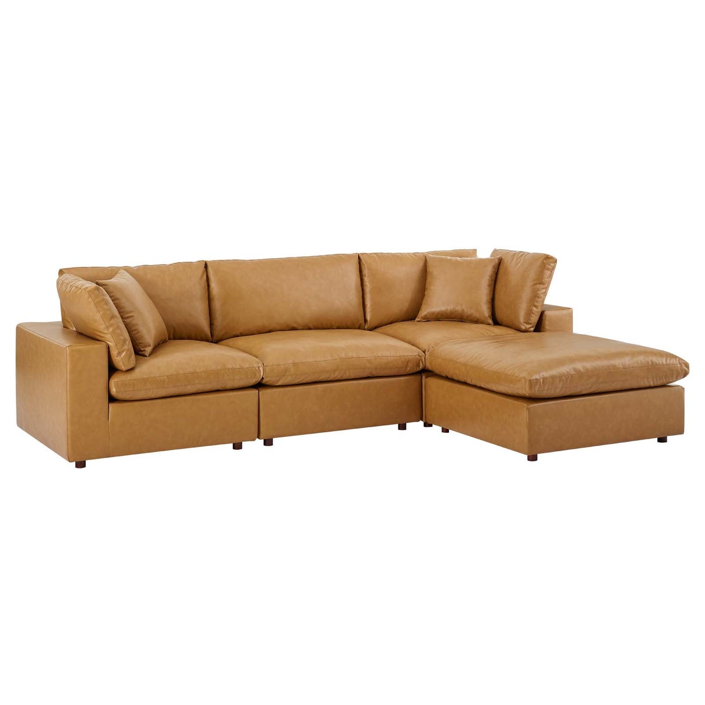 Modway Commix Down Filled Overstuffed Vegan Leather 4-Piece Sectional Sofa | Sofas | 