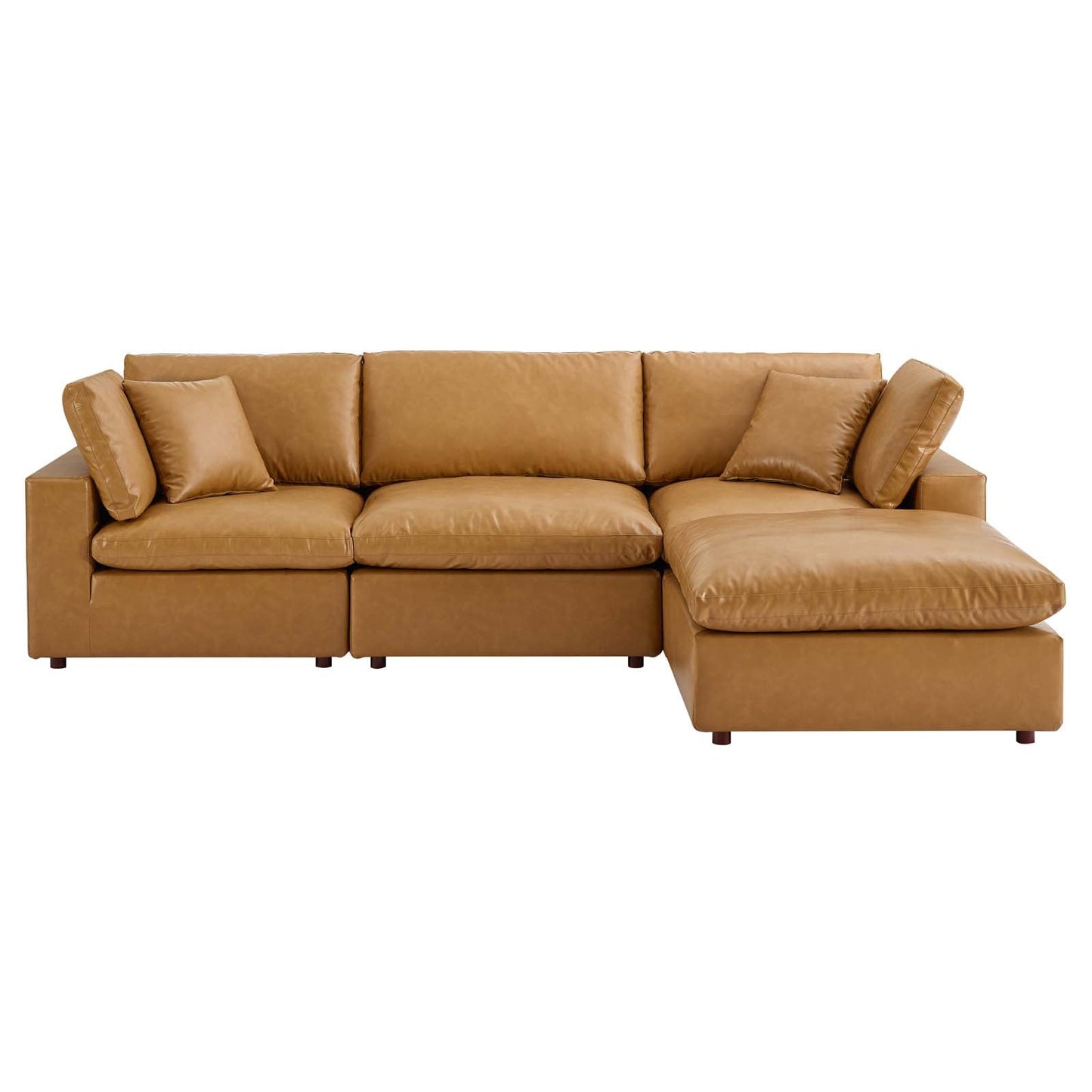 Modway Commix Down Filled Overstuffed Vegan Leather 4-Piece Sectional Sofa | Sofas | 