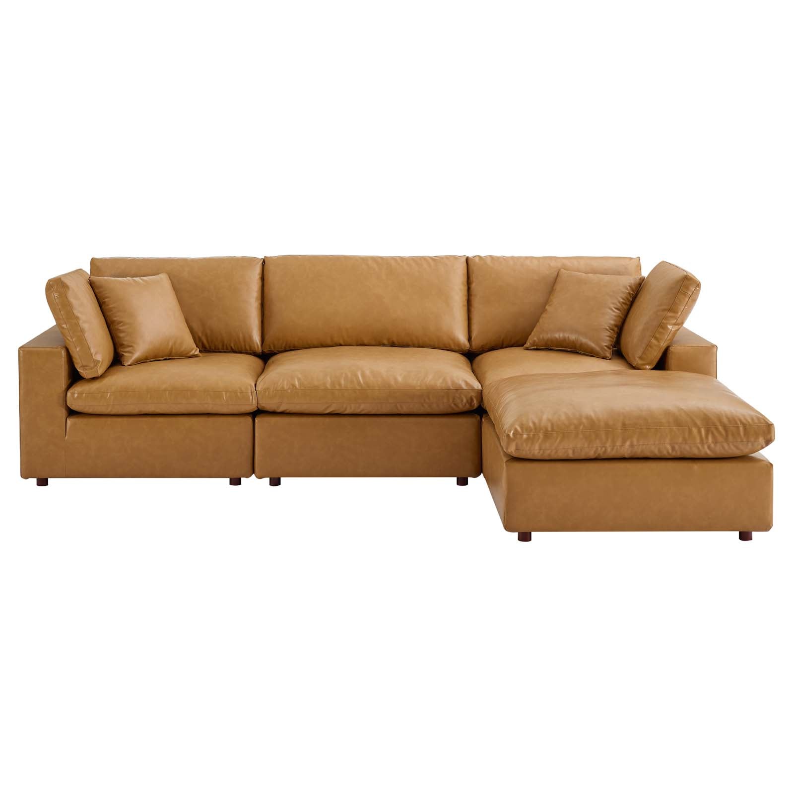 Modway Commix Down Filled Overstuffed Vegan Leather 4-Piece Sectional Sofa | Sofas | 