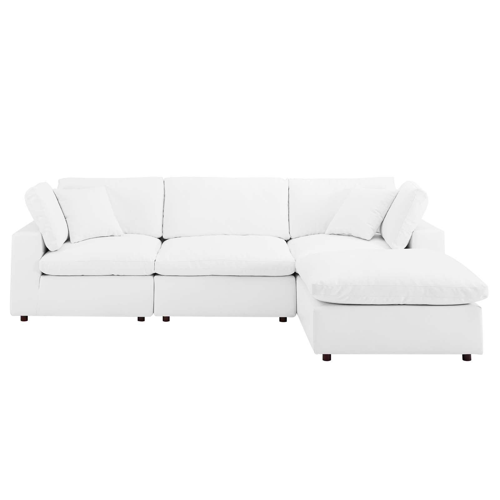 Modway Commix Down Filled Overstuffed Vegan Leather 4-Piece Sectional Sofa | Sofas | 