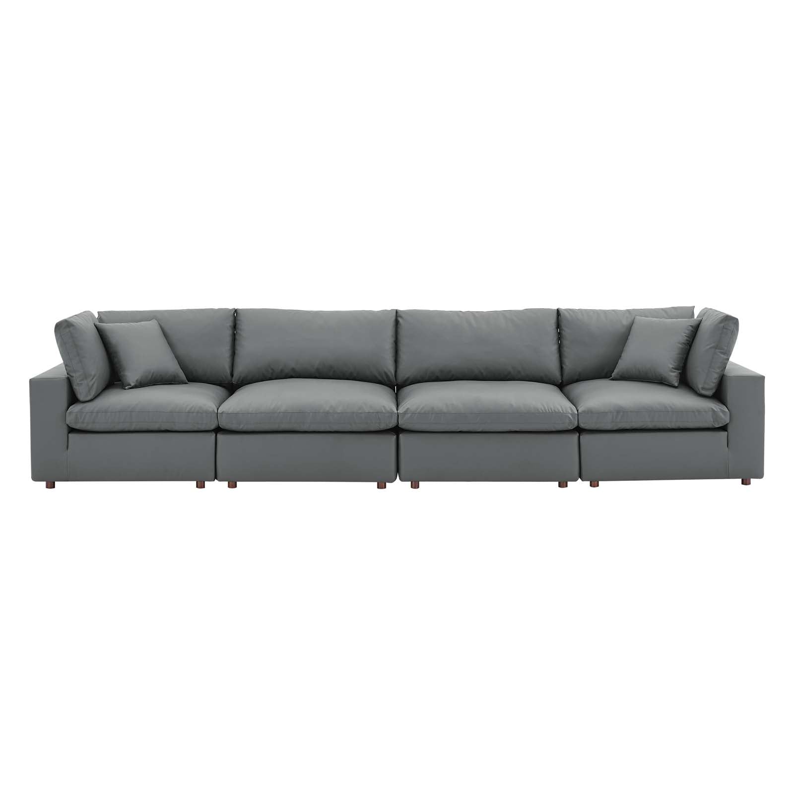 Modway Commix Down Filled Overstuffed Vegan Leather 4-Seater Sofa | Sofas