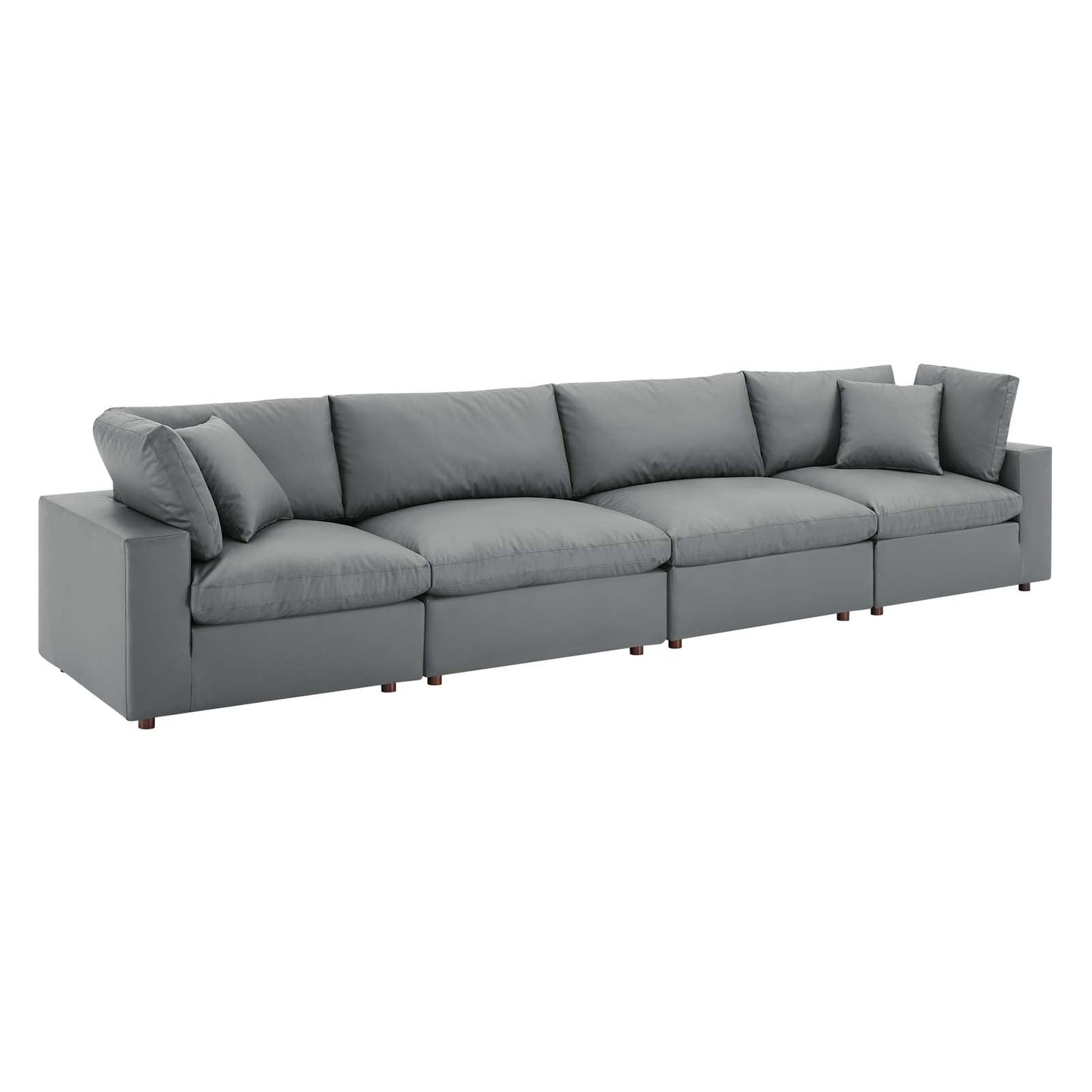 Modway Commix Down Filled Overstuffed Vegan Leather 4-Seater Sofa | Sofas | 