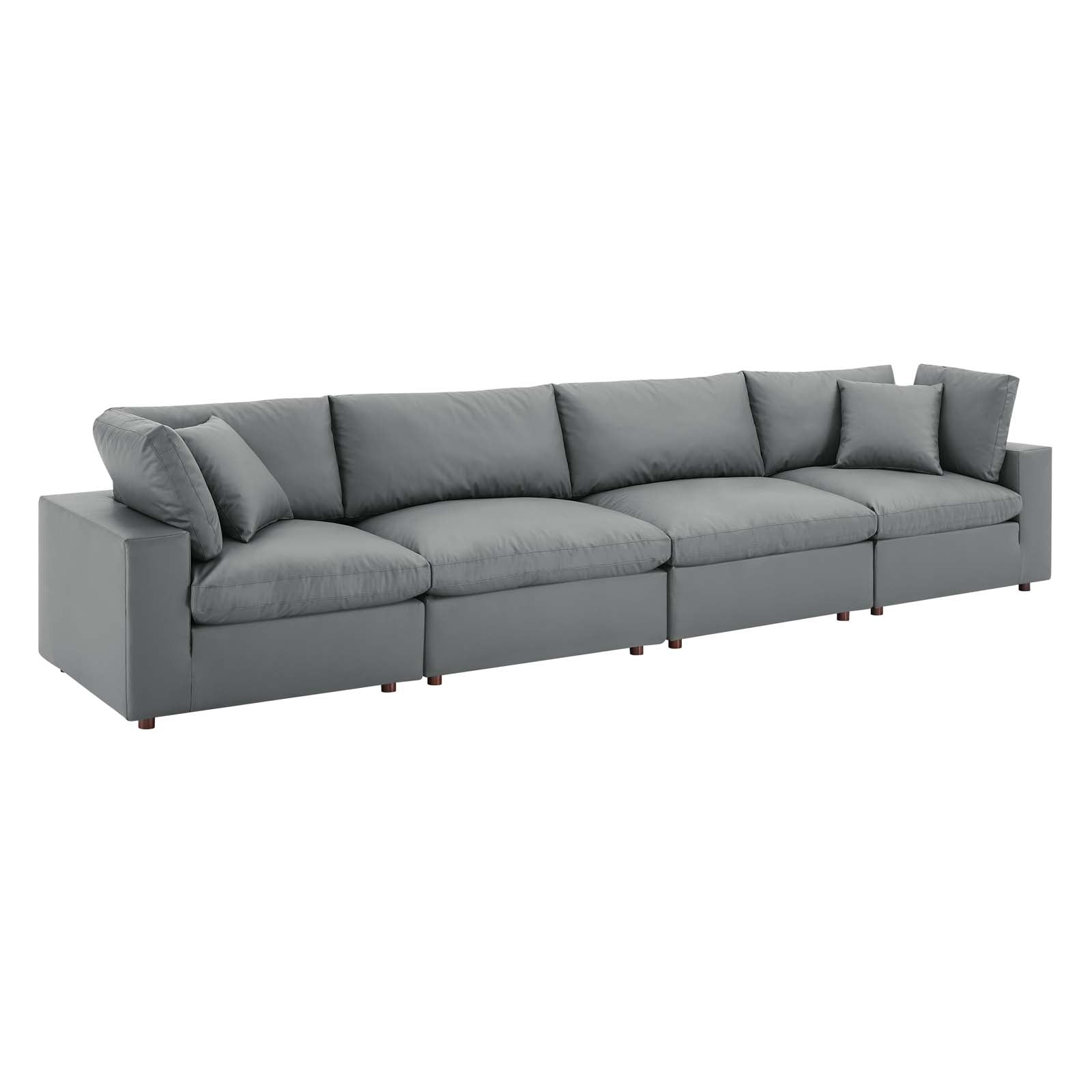 Modway Commix Down Filled Overstuffed Vegan Leather 4-Seater Sofa | Sofas | 