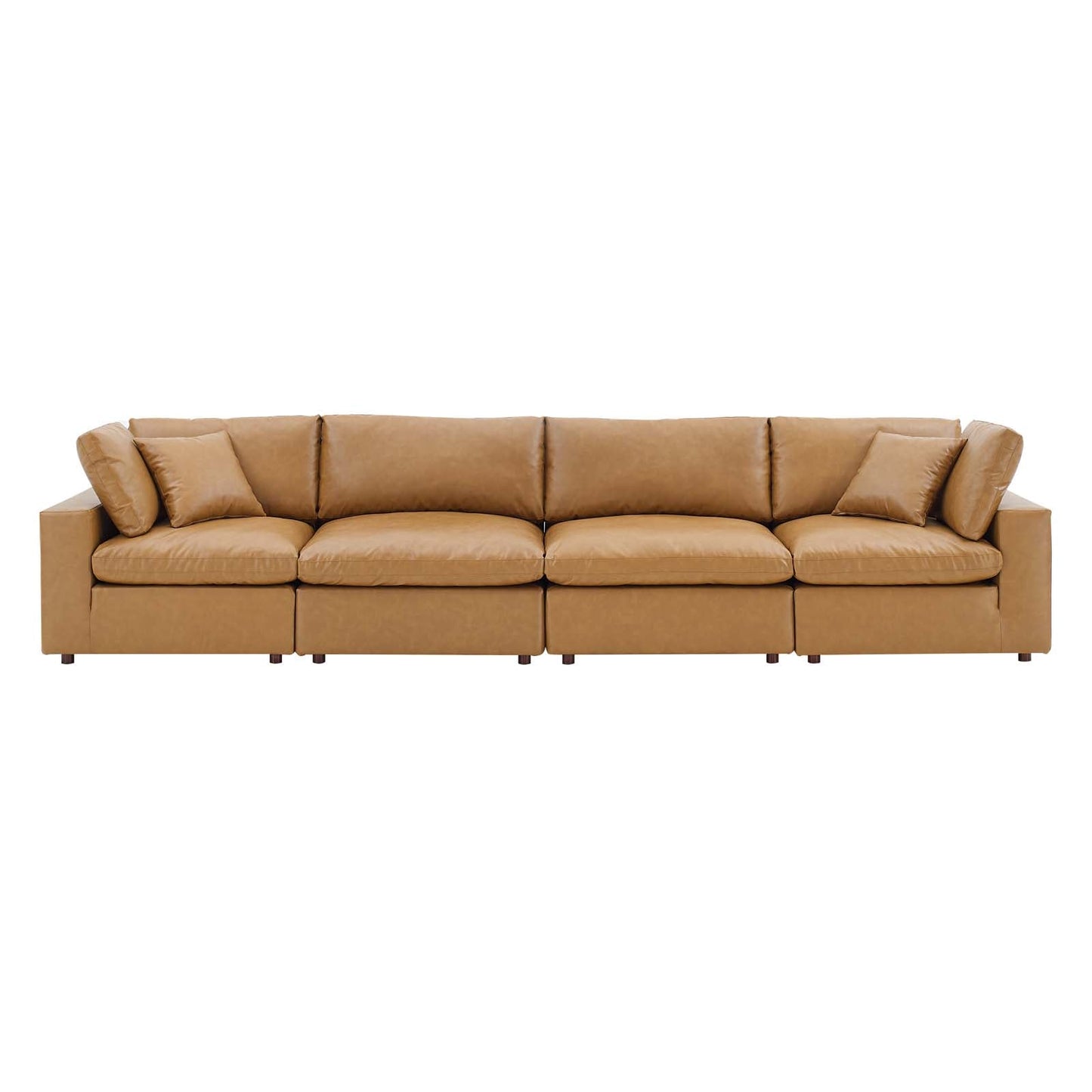 Modway Commix Down Filled Overstuffed Vegan Leather 4-Seater Sofa | Sofas | 