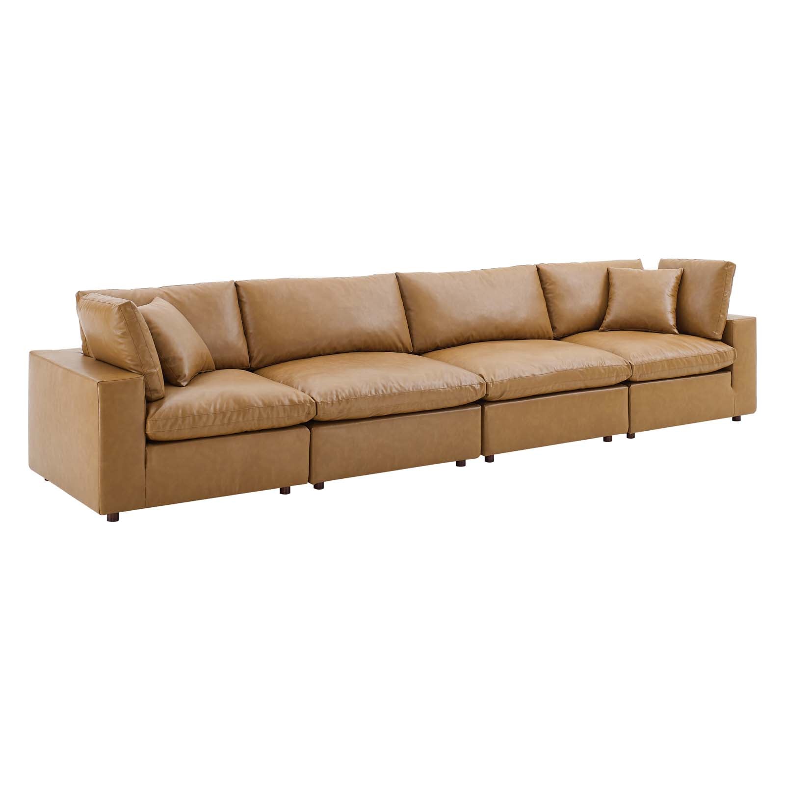Modway Commix Down Filled Overstuffed Vegan Leather 4-Seater Sofa | Sofas | 