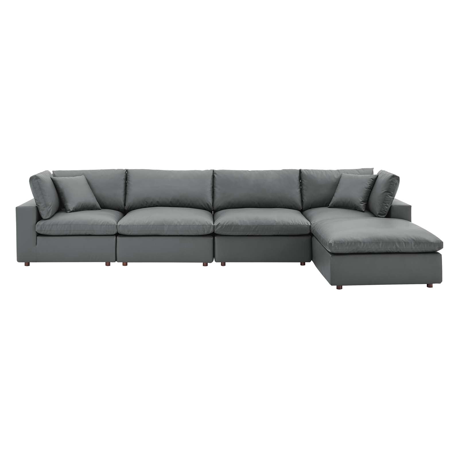 Modway Commix Down Filled Overstuffed Vegan Leather 5-Piece Sectional Sofa | Sofas | 