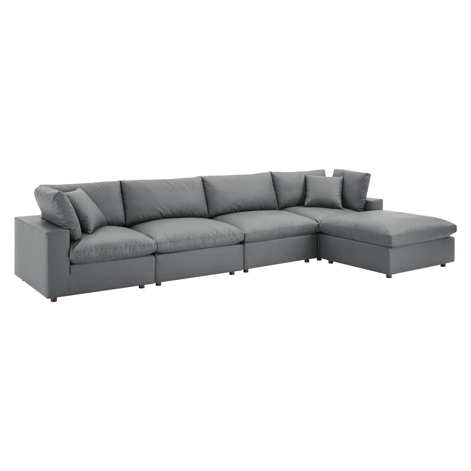 Modway Commix Down Filled Overstuffed Vegan Leather 5-Piece Sectional Sofa | Sofas | 