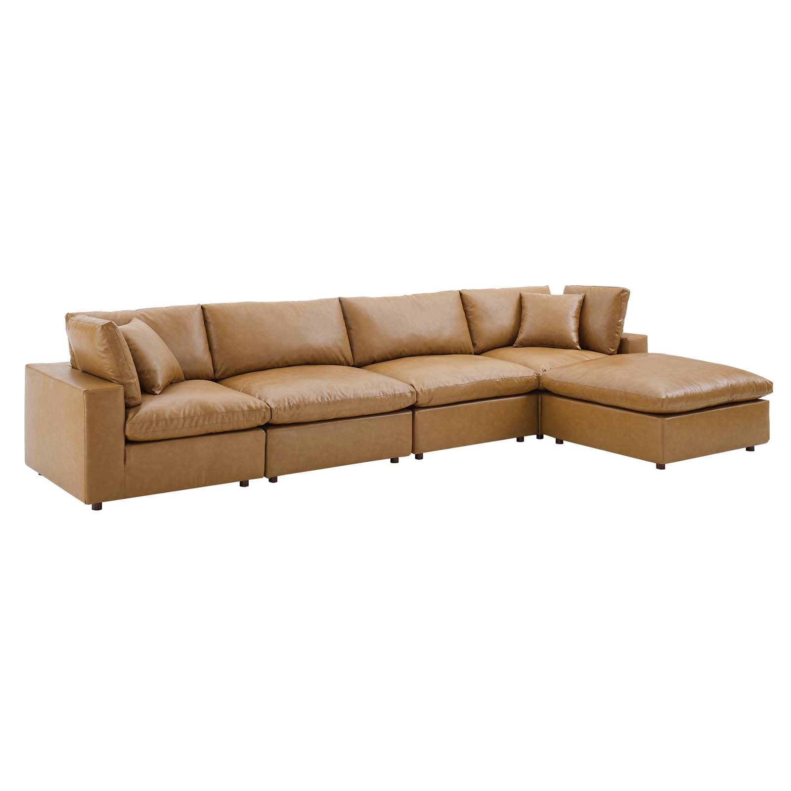 Modway Commix Down Filled Overstuffed Vegan Leather 5-Piece Sectional Sofa | Sofas | 