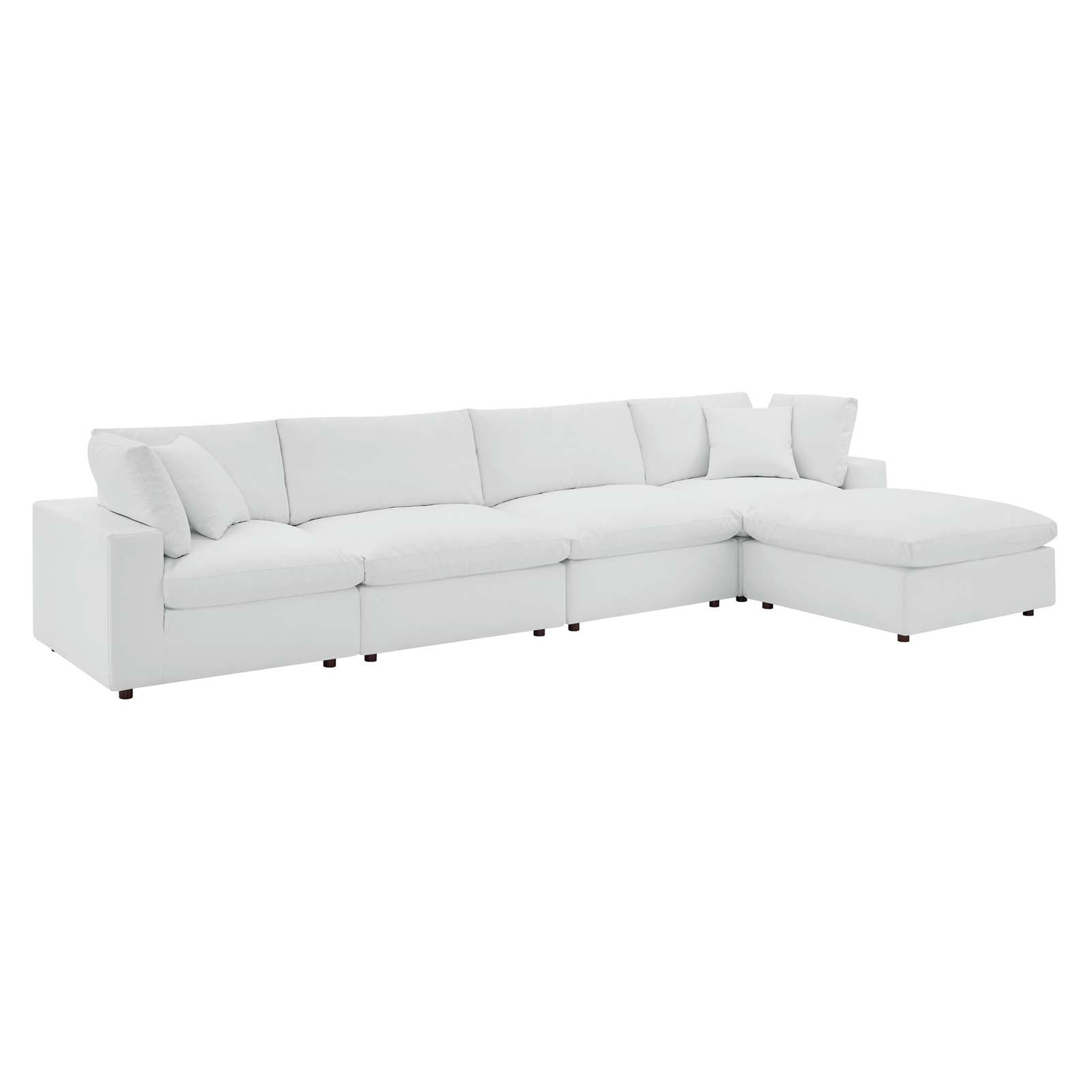 Modway Commix Down Filled Overstuffed Vegan Leather 5-Piece Sectional Sofa | Sofas | 