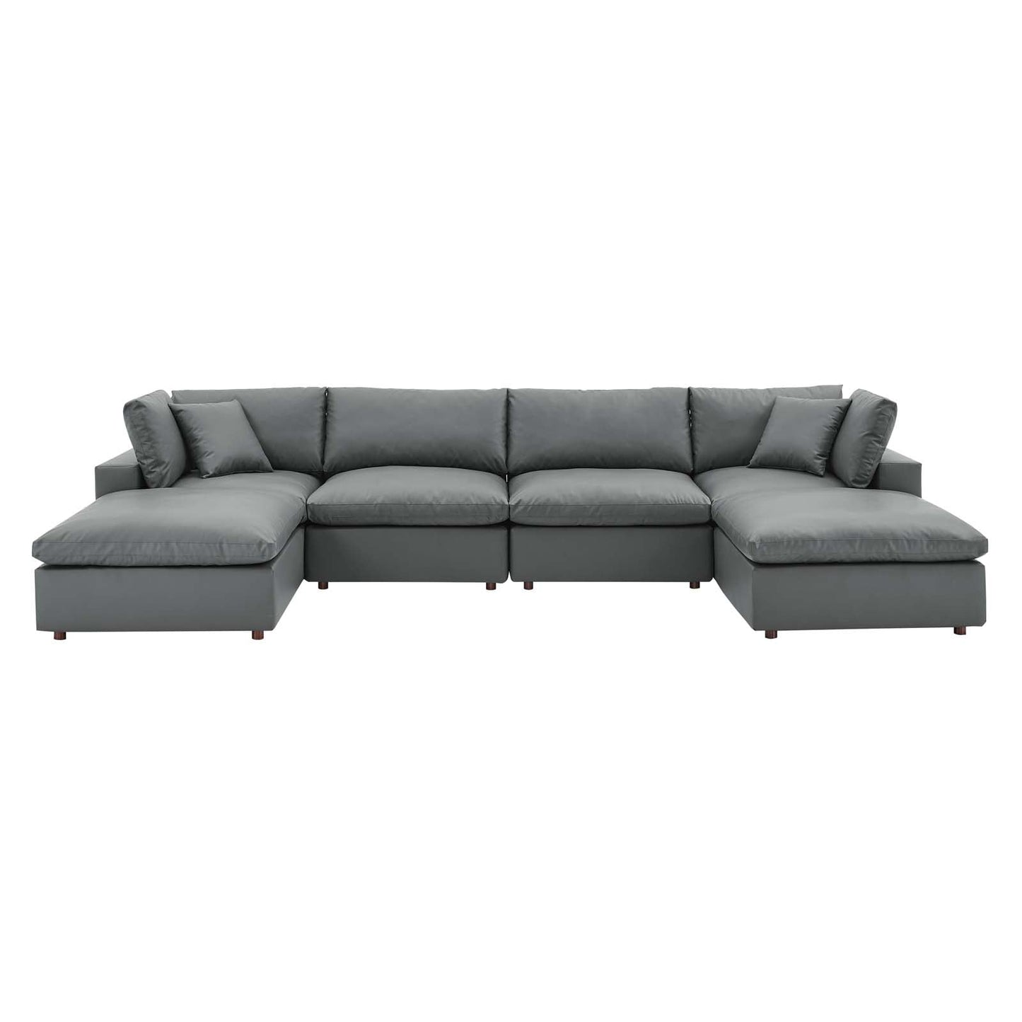 Modway Commix Down Filled Overstuffed Vegan Leather 6-Piece Sectional Sofa | Sofas | 