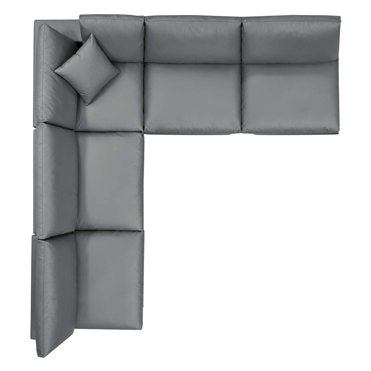 New Modway Commix Down Filled Overstuffed Vegan Leather 5-Piece Sectional Sofa EEI-4919-GRY |  | 