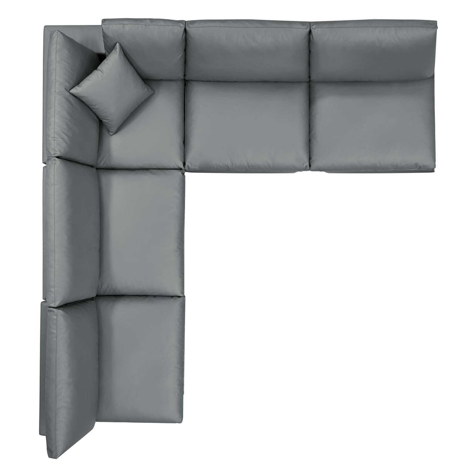 New Modway Commix Down Filled Overstuffed Vegan Leather 5-Piece Sectional Sofa EEI-4919-GRY |  | 