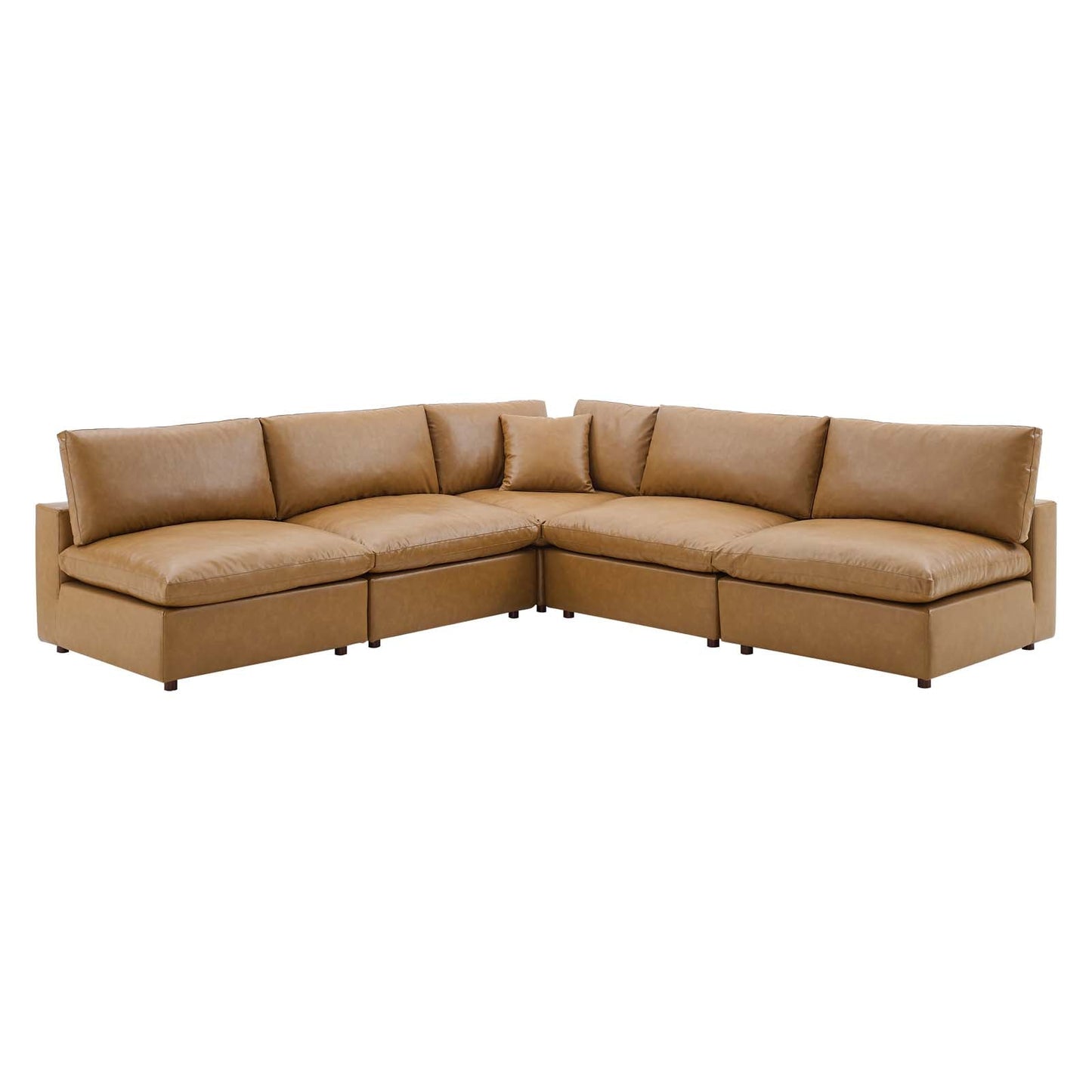 New Modway Commix Down Filled Overstuffed Vegan Leather 5-Piece Sectional Sofa EEI-4919-GRY |  | 