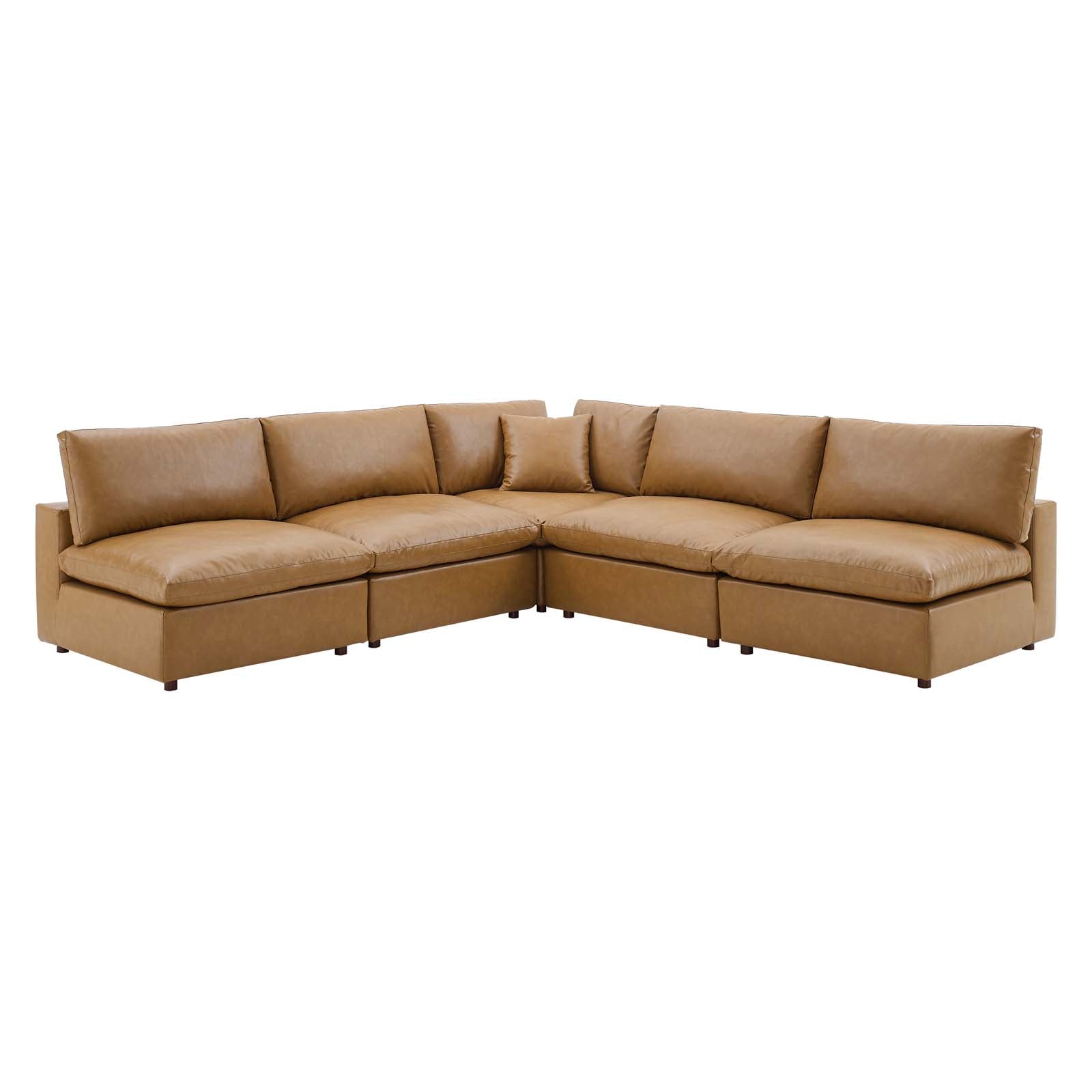 New Modway Commix Down Filled Overstuffed Vegan Leather 5-Piece Sectional Sofa EEI-4919-GRY |  | 