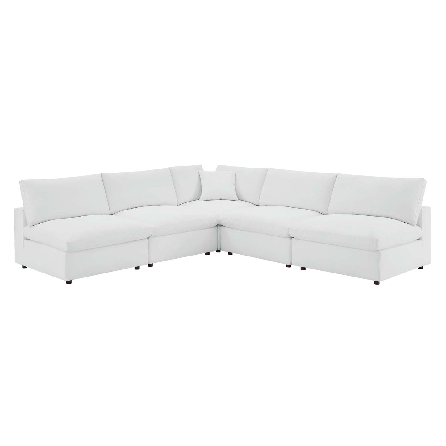 New Modway Commix Down Filled Overstuffed Vegan Leather 5-Piece Sectional Sofa EEI-4919-GRY |  | 