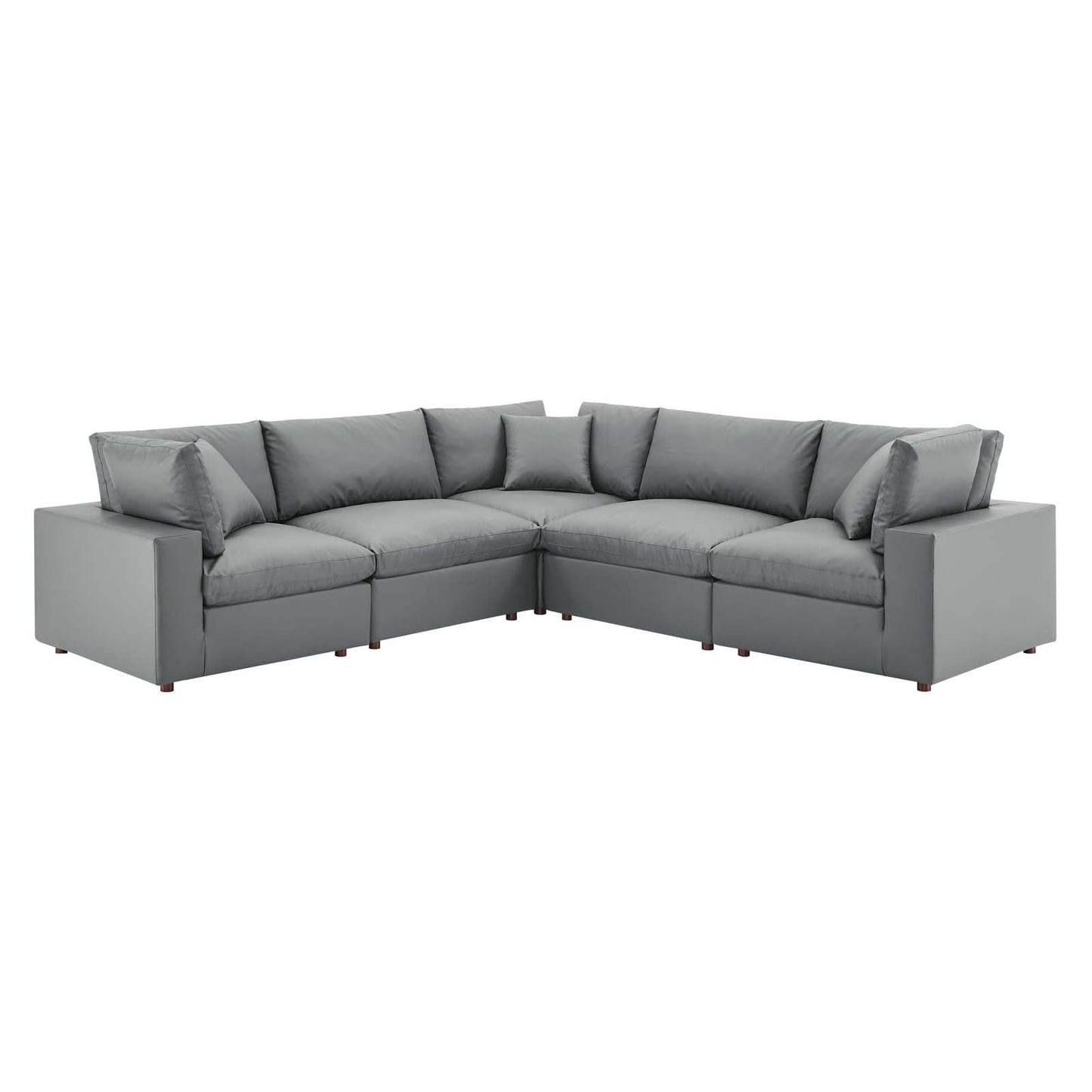 Modway Commix Down Filled Overstuffed Vegan Leather 5-Piece Sectional Sofa | Sofas | 