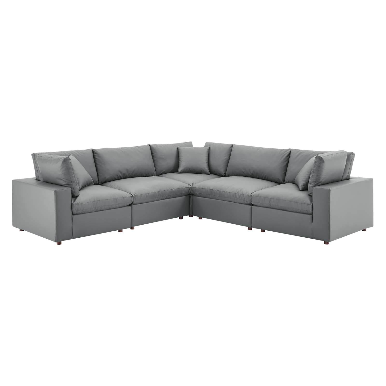 Modway Commix Down Filled Overstuffed Vegan Leather 5-Piece Sectional Sofa | Sofas | 
