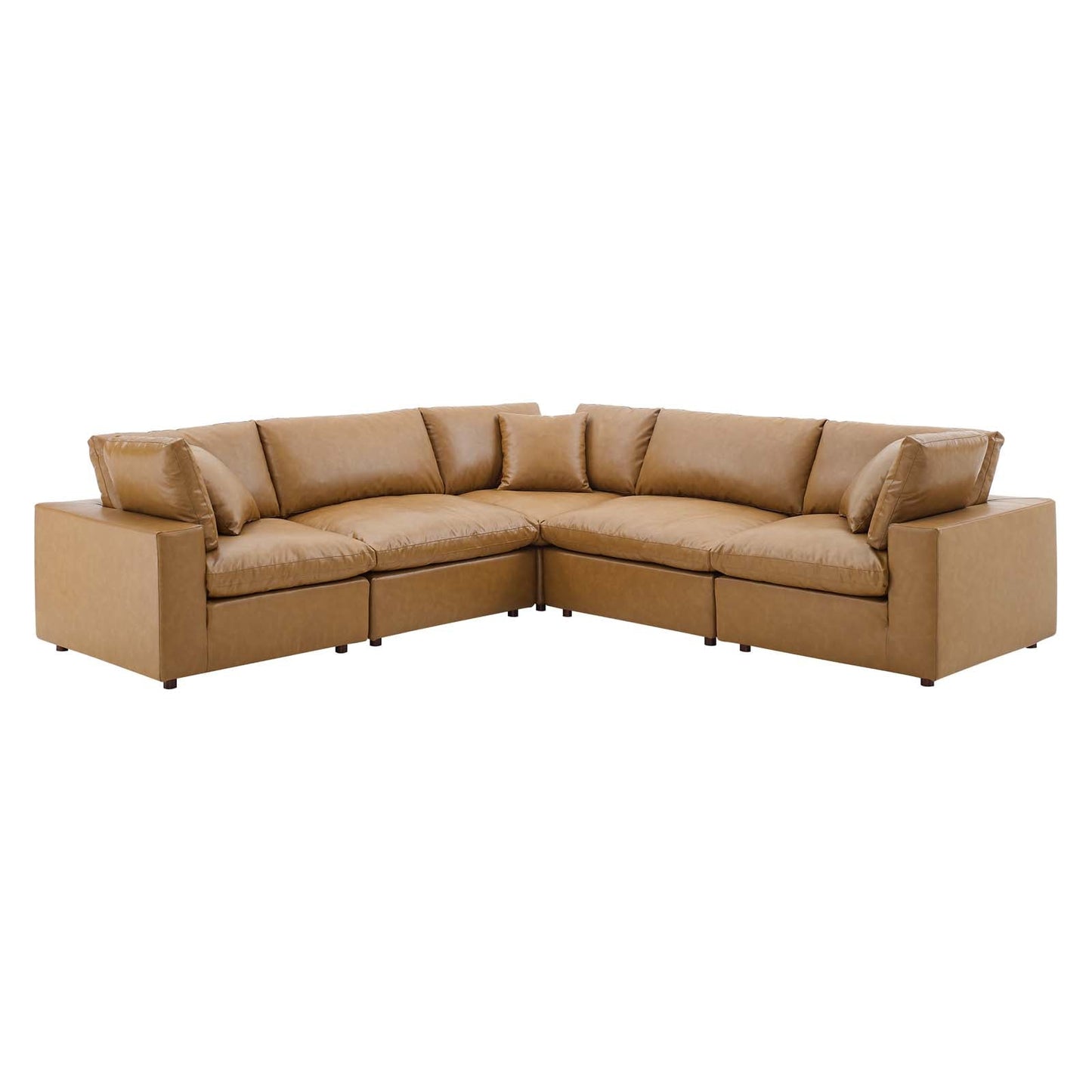 Modway Commix Down Filled Overstuffed Vegan Leather 5-Piece Sectional Sofa | Sofas | 