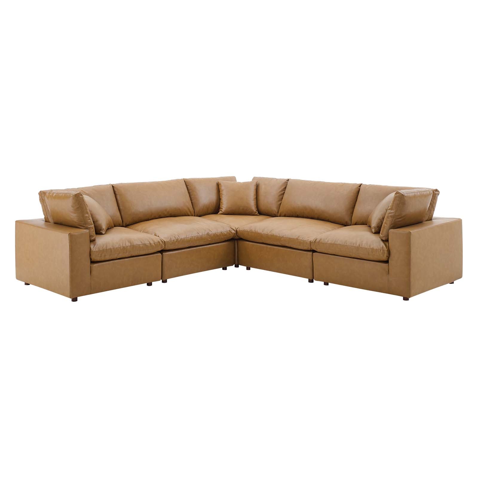 Modway Commix Down Filled Overstuffed Vegan Leather 5-Piece Sectional Sofa | Sofas | 
