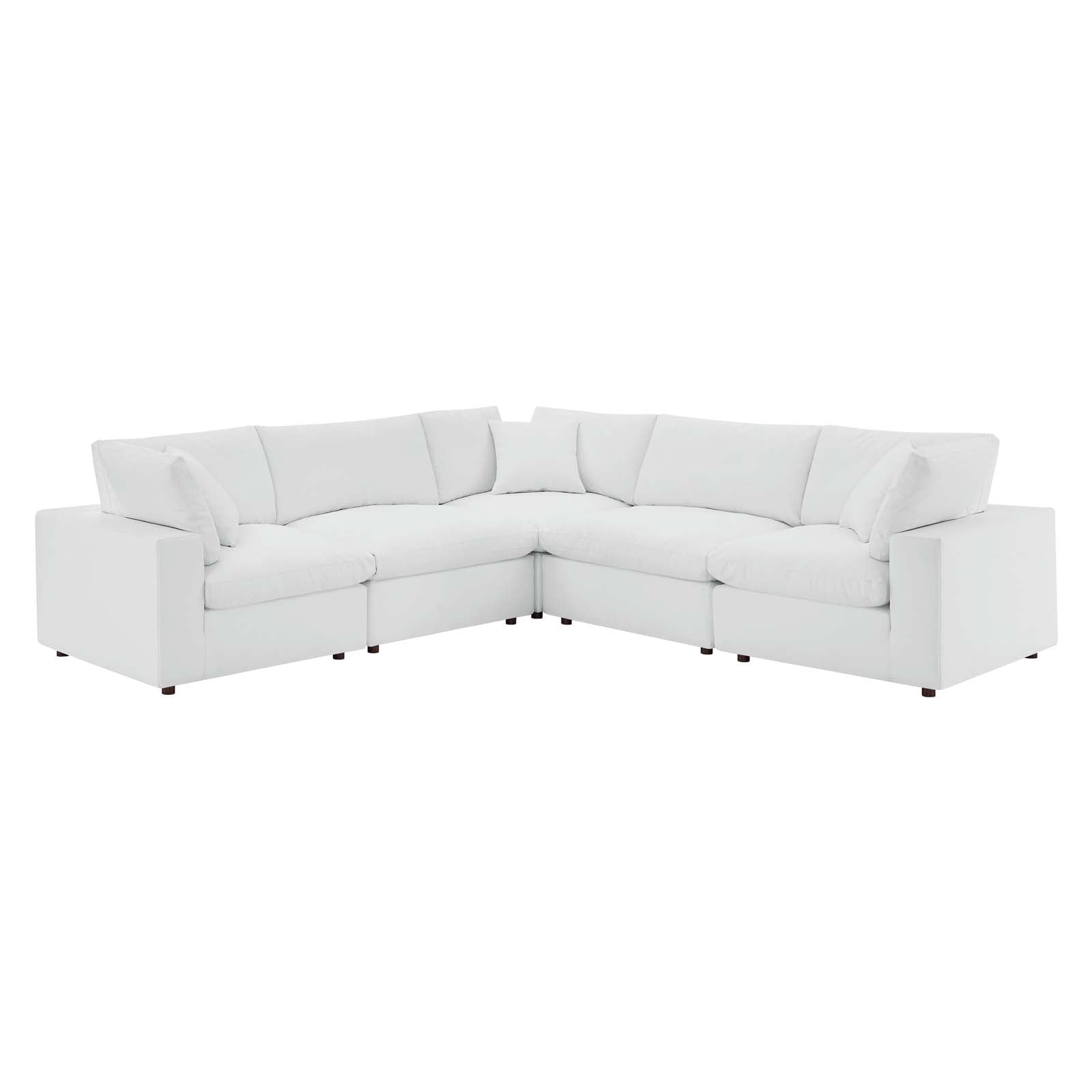 Modway Commix Down Filled Overstuffed Vegan Leather 5-Piece Sectional Sofa | Sofas | 