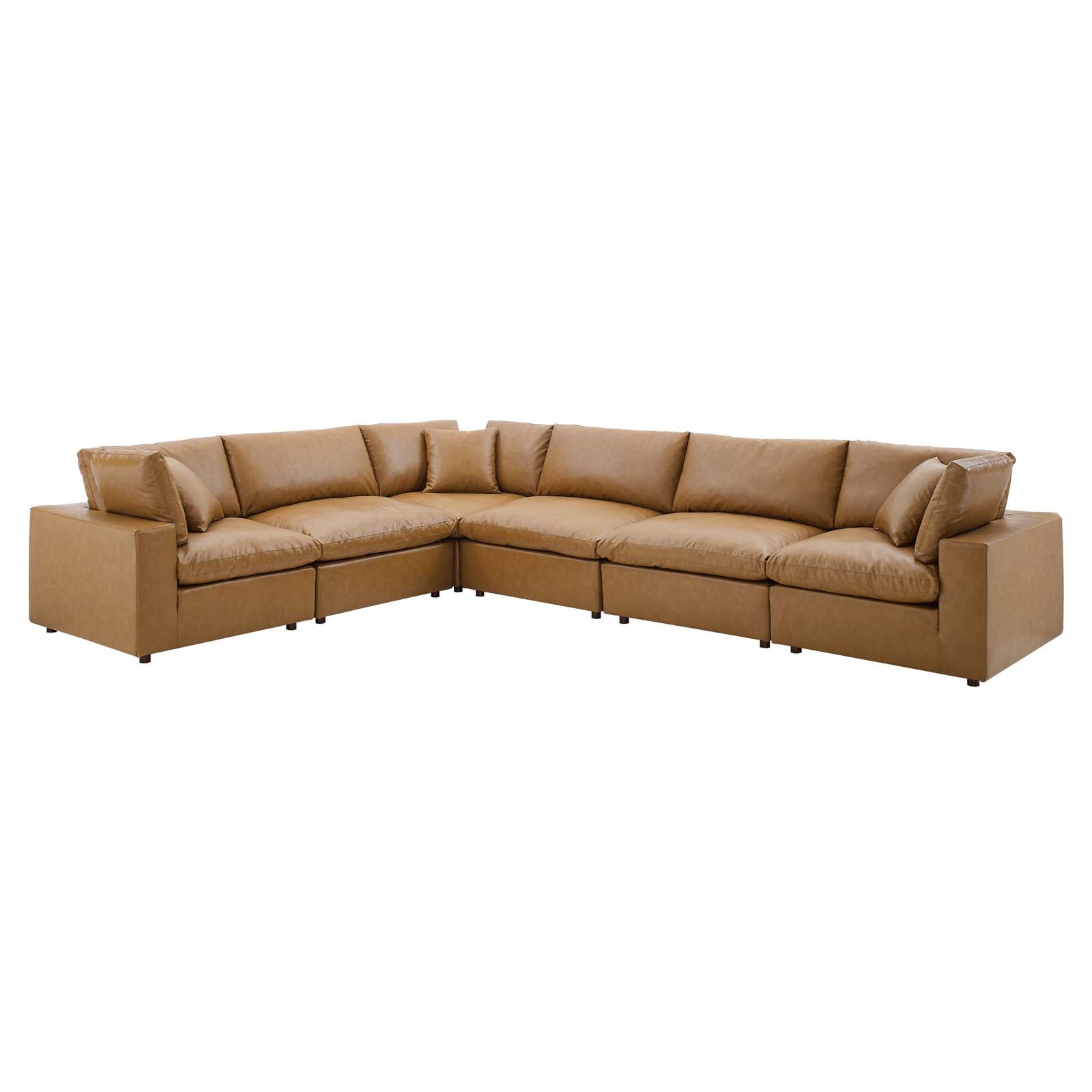 Modway Commix Down Filled Overstuffed Vegan Leather 6-Piece Sectional Sofa | Sofas | 