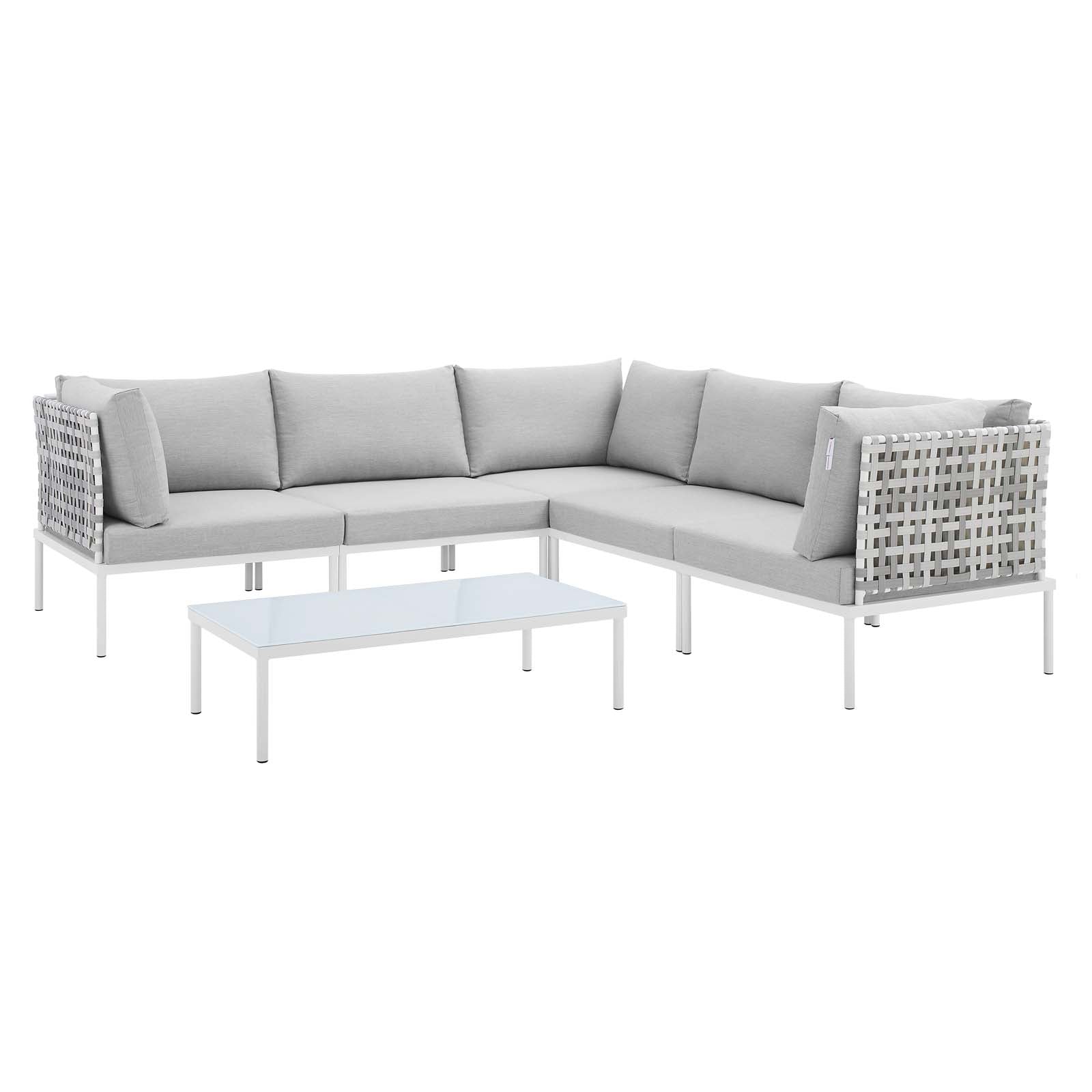 Modway Harmony 6-Piece  Sunbrella® Basket Weave Outdoor Patio Aluminum Sectional Sofa Set | Outdoor Sofas, Loveseats & Sectionals
