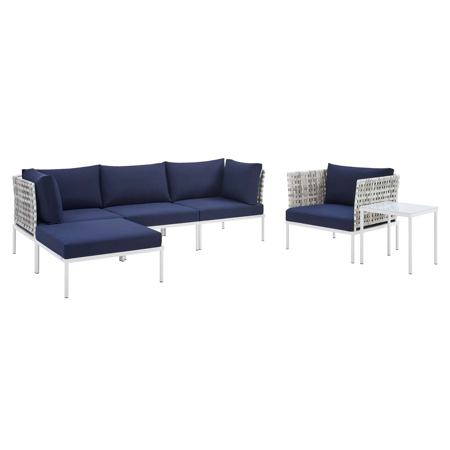 Modway Harmony 6-Piece  Sunbrella® Basket Weave Outdoor Patio Aluminum Seating Set | Outdoor Sofas, Loveseats & Sectionals | 