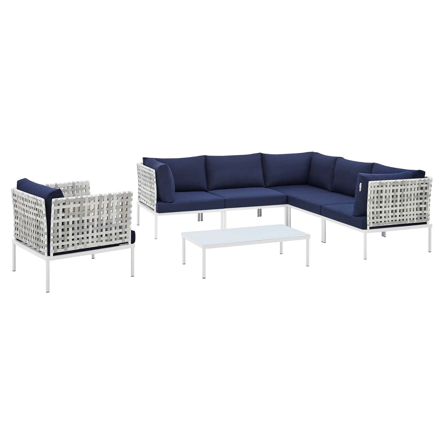 Modway Harmony 7-Piece  Sunbrella® Basket Weave Outdoor Patio Aluminum Sectional Sofa Set | Outdoor Sofas, Loveseats & Sectionals | 