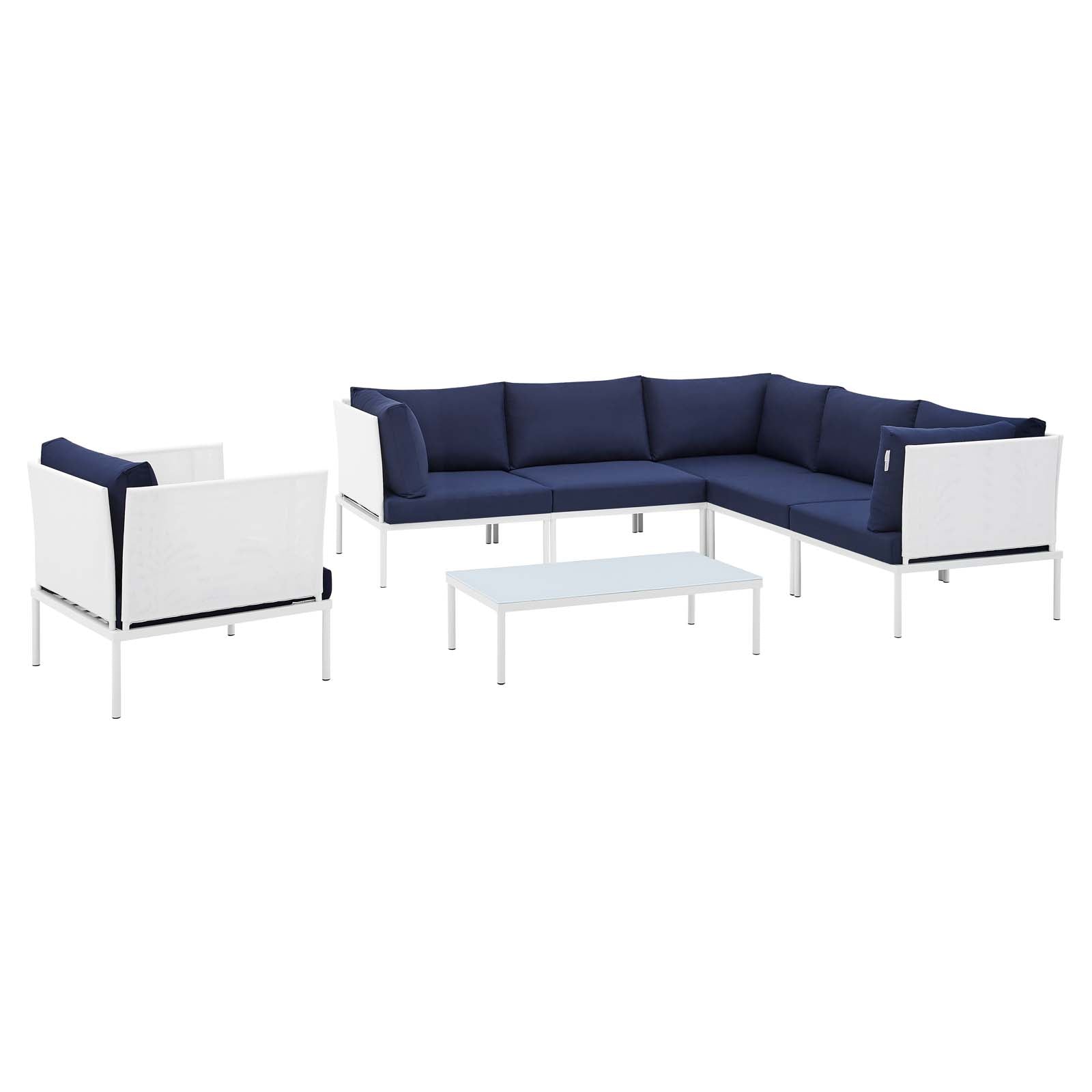 Modway Harmony 7-Piece  Sunbrella® Outdoor Patio Aluminum Sectional Sofa Set | Outdoor Sofas, Loveseats & Sectionals | 