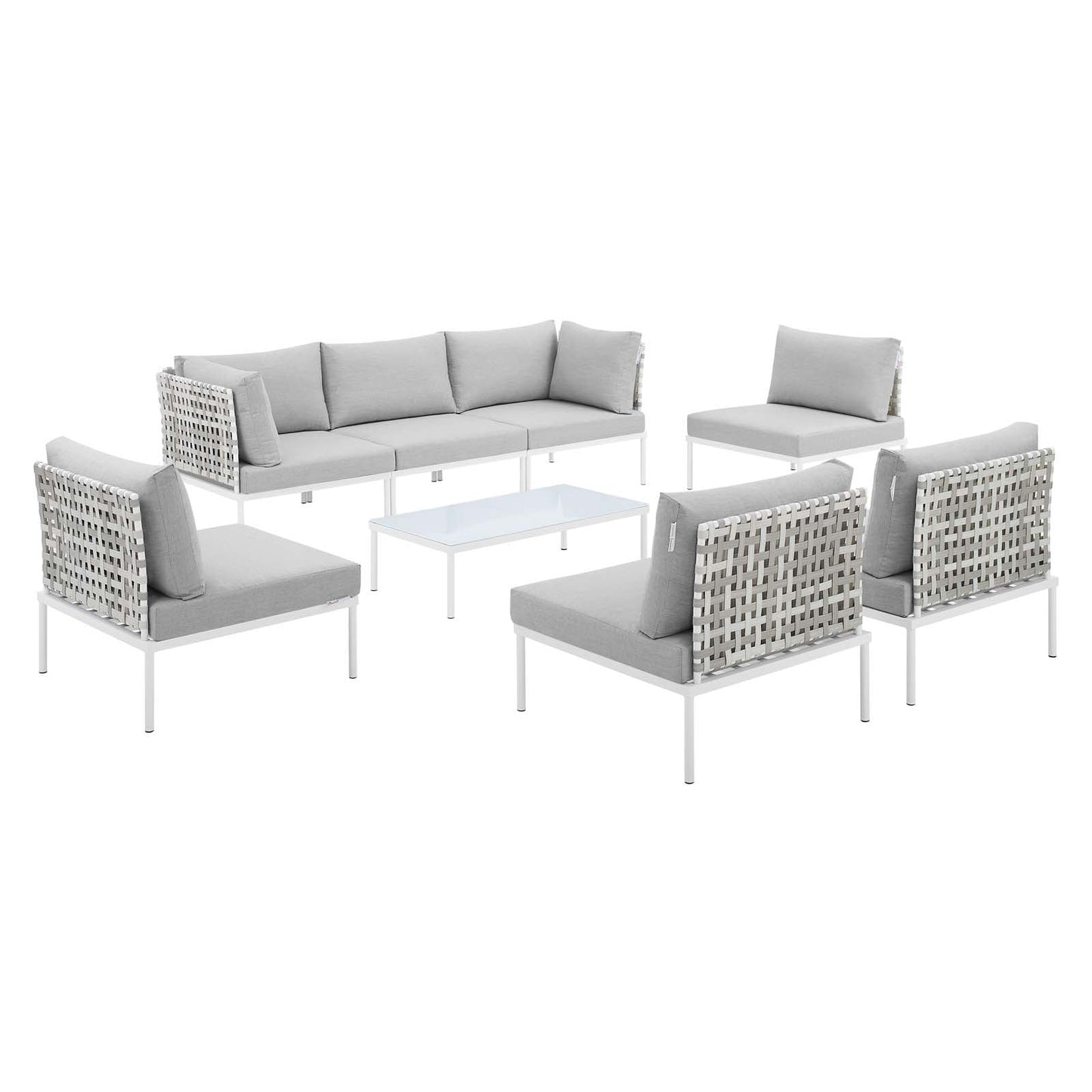 Modway Harmony 8-Piece  Sunbrella® Basket Weave Outdoor Patio Aluminum Sectional Sofa Set | Outdoor Sofas, Loveseats & Sectionals | 