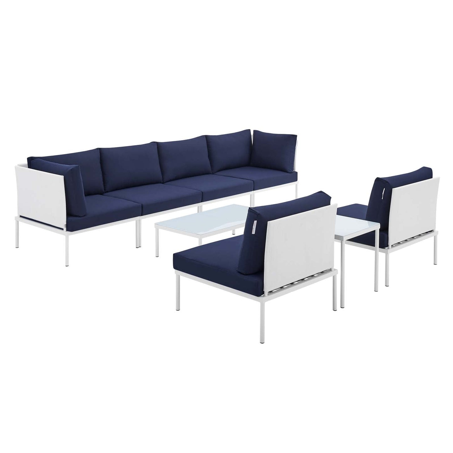 Modway Harmony 8-Piece  Sunbrella® Outdoor Patio Aluminum Sectional Sofa Set | Outdoor Sofas, Loveseats & Sectionals | 