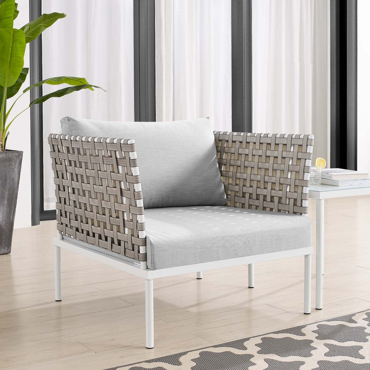 Modway Harmony Sunbrella® Basket Weave Outdoor Patio Aluminum Armchair | Outdoor Chairs