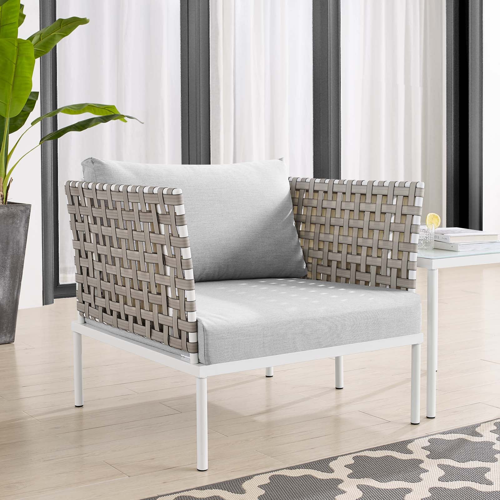 Modway Harmony Sunbrella® Basket Weave Outdoor Patio Aluminum Armchair | Outdoor Chairs