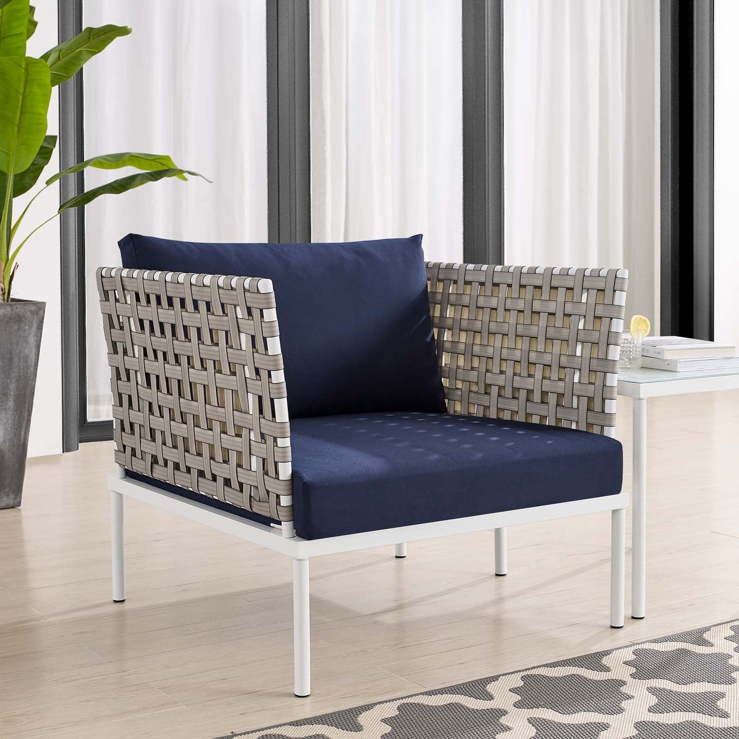 Modway Harmony Sunbrella® Basket Weave Outdoor Patio Aluminum Armchair | Outdoor Chairs | 