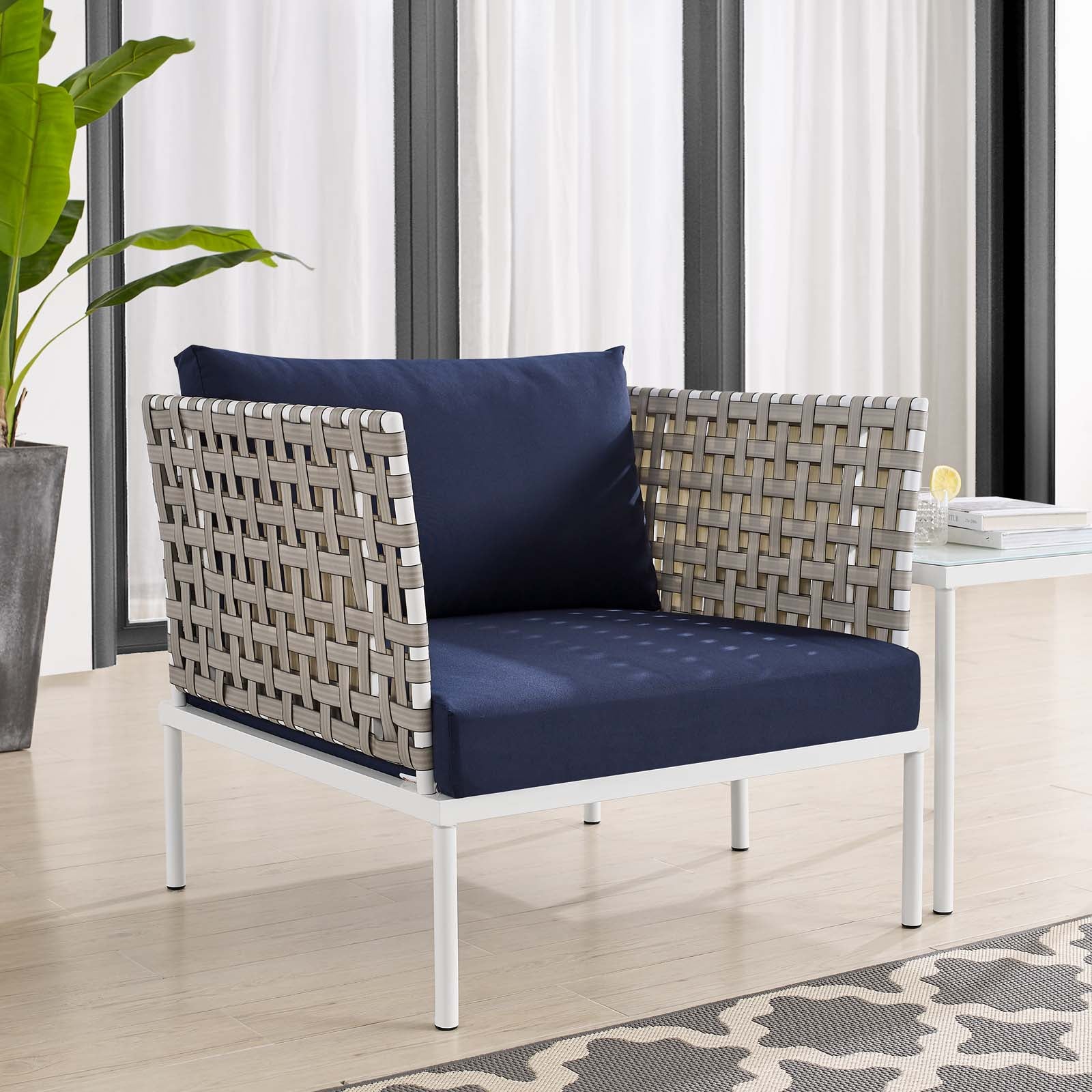 Modway Harmony Sunbrella® Basket Weave Outdoor Patio Aluminum Armchair | Outdoor Chairs | 