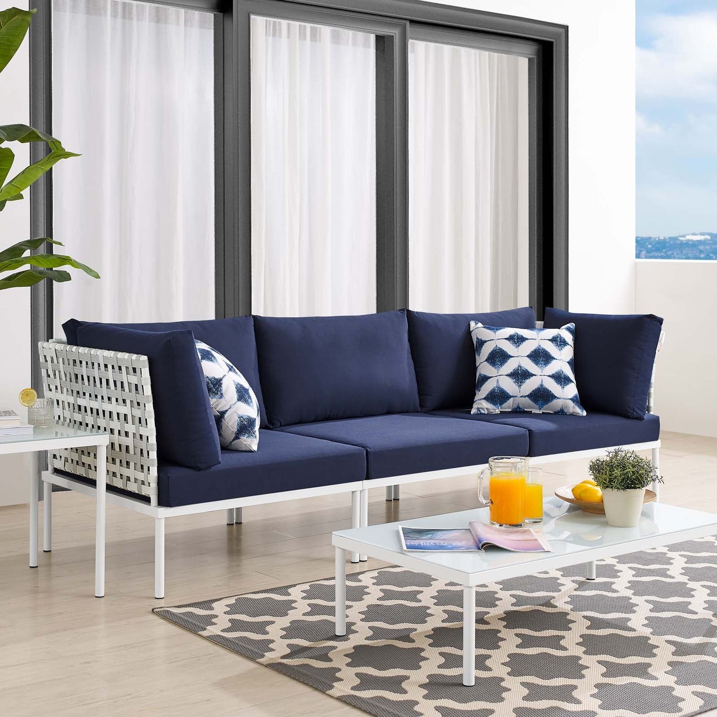 Modway Harmony Sunbrella® Basket Weave Outdoor Patio Aluminum Sofa | Outdoor Sofas, Loveseats & Sectionals | 