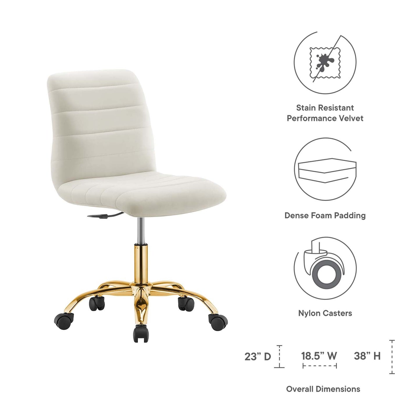 Ripple Armless Performance Velvet Office Chair By Modway - EEI-4972 | Office Chairs | Modishstore - 31