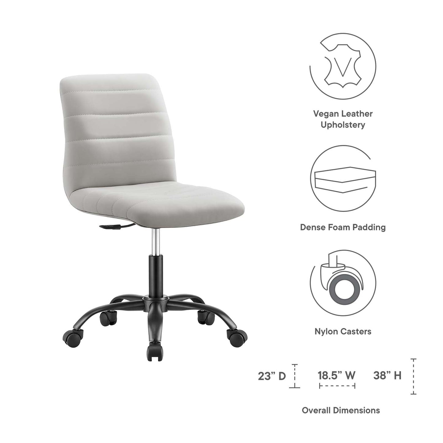 Ripple Armless Vegan Leather Office Chair By Modway - EEI-4974 | Office Chairs | Modishstore - 8