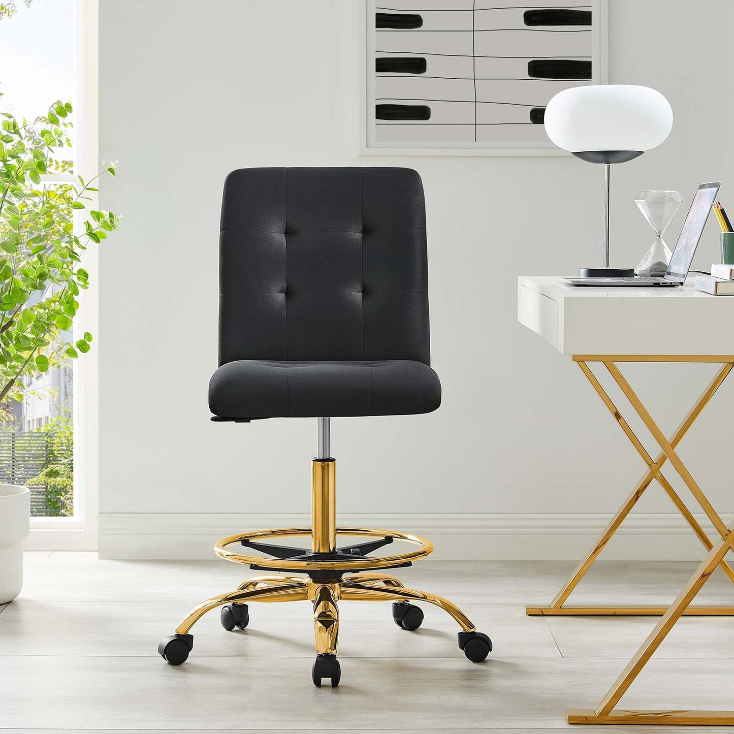 Prim Armless Performance Velvet Drafting Chair By Modway - EEI-4977 | Office Chairs | Modishstore