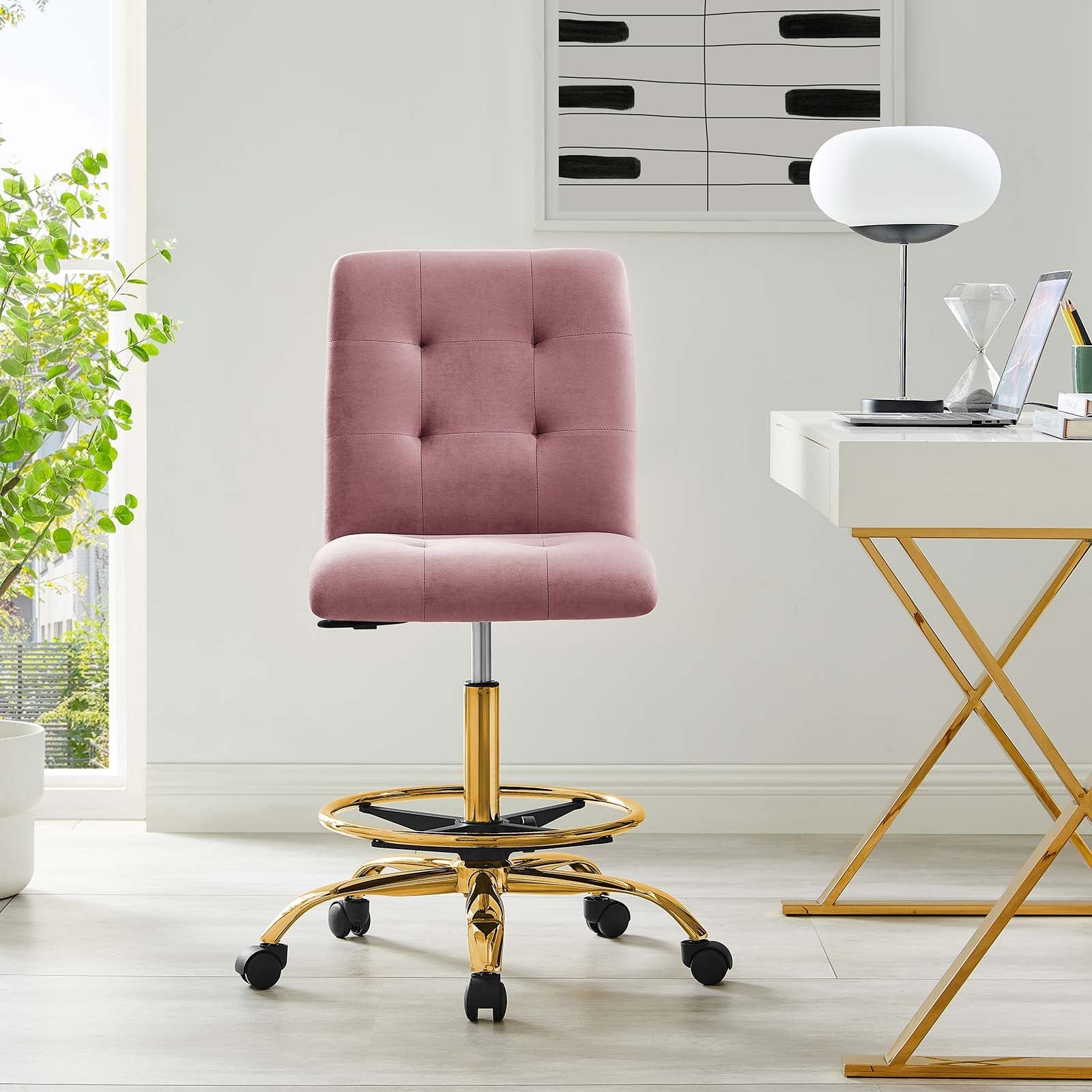 Prim Armless Performance Velvet Drafting Chair By Modway - EEI-4977 | Office Chairs | Modishstore - 16