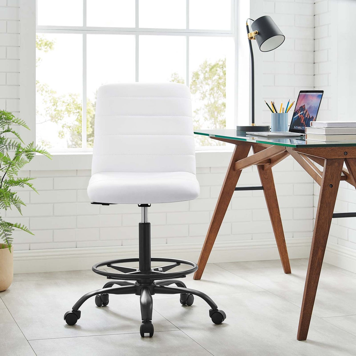 Ripple Armless Vegan Leather Drafting Chair By Modway - EEI-4978 | Office Chairs | Modishstore - 24