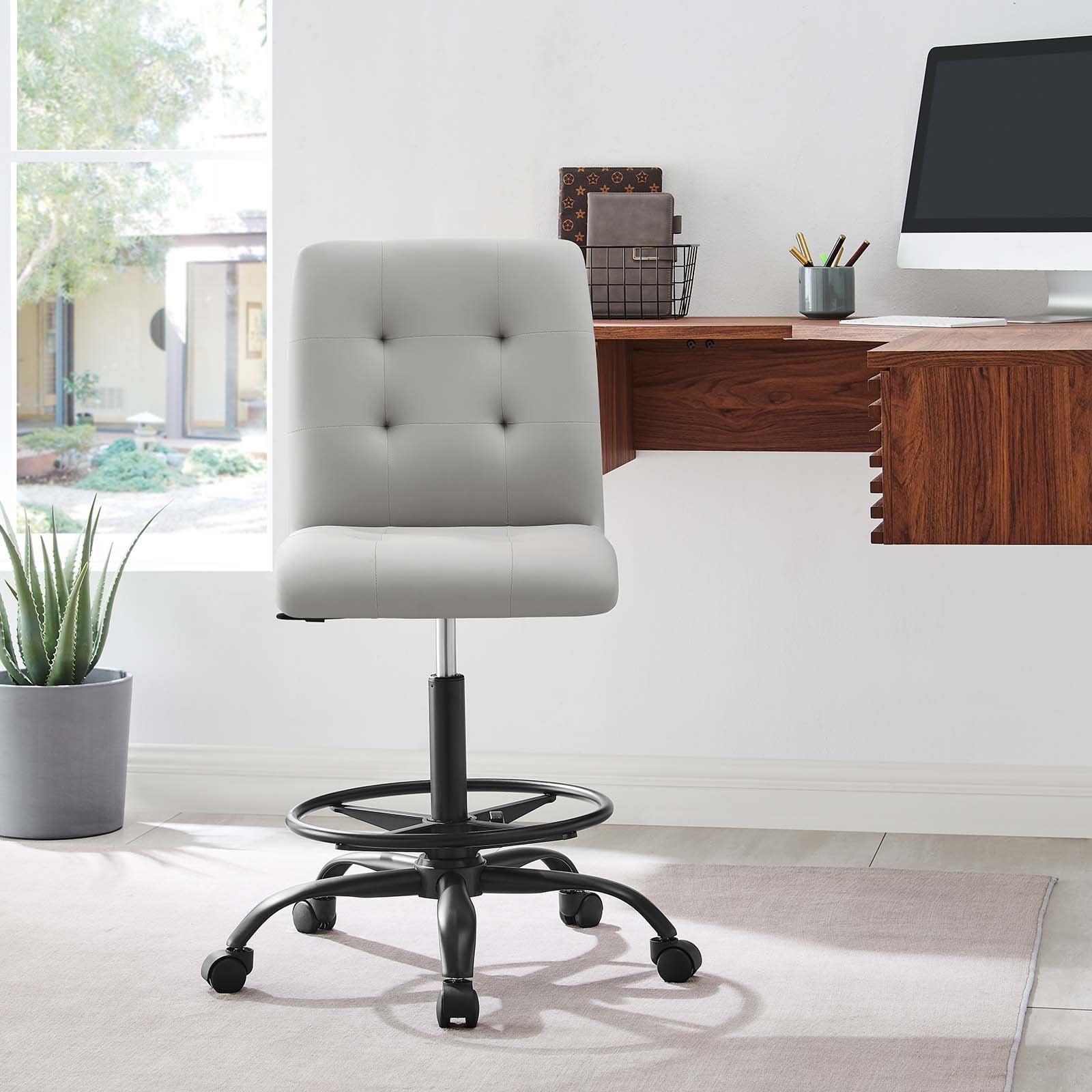 Prim Armless Vegan Leather Drafting Chair By Modway - EEI-4979 | Office Chairs | Modishstore